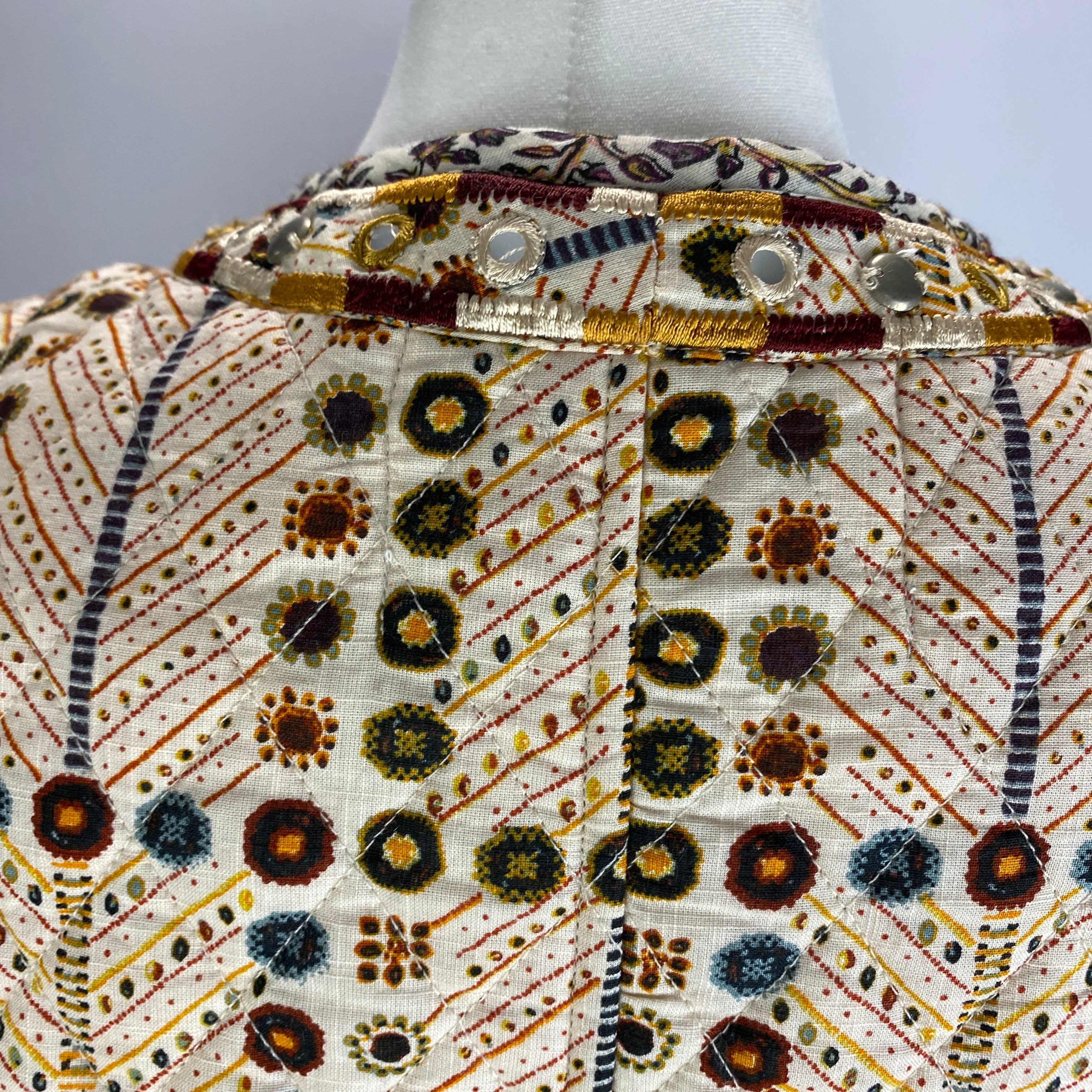 Isabel Marant New £550 Cream Print Embellished Quilted Jacket M
