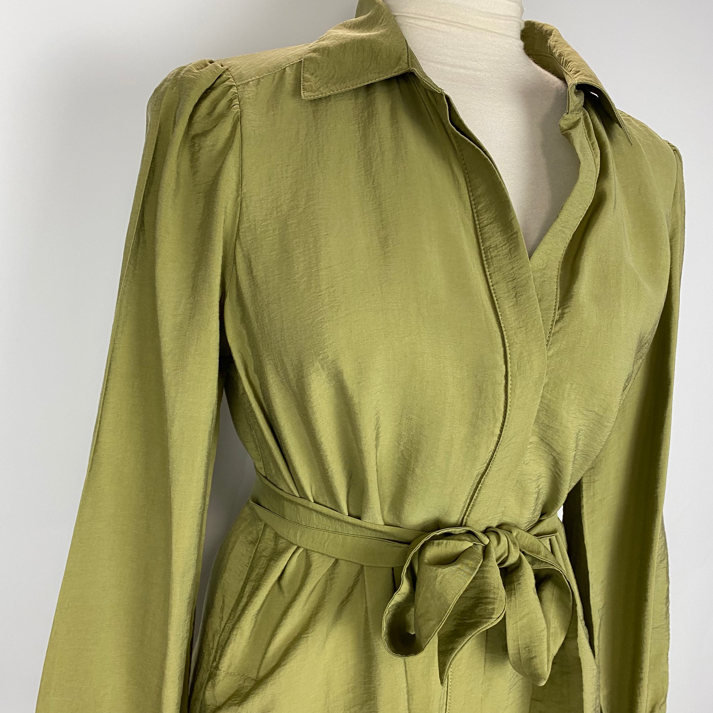 Ba&Sh Pale Olive Belted Shirtdress S