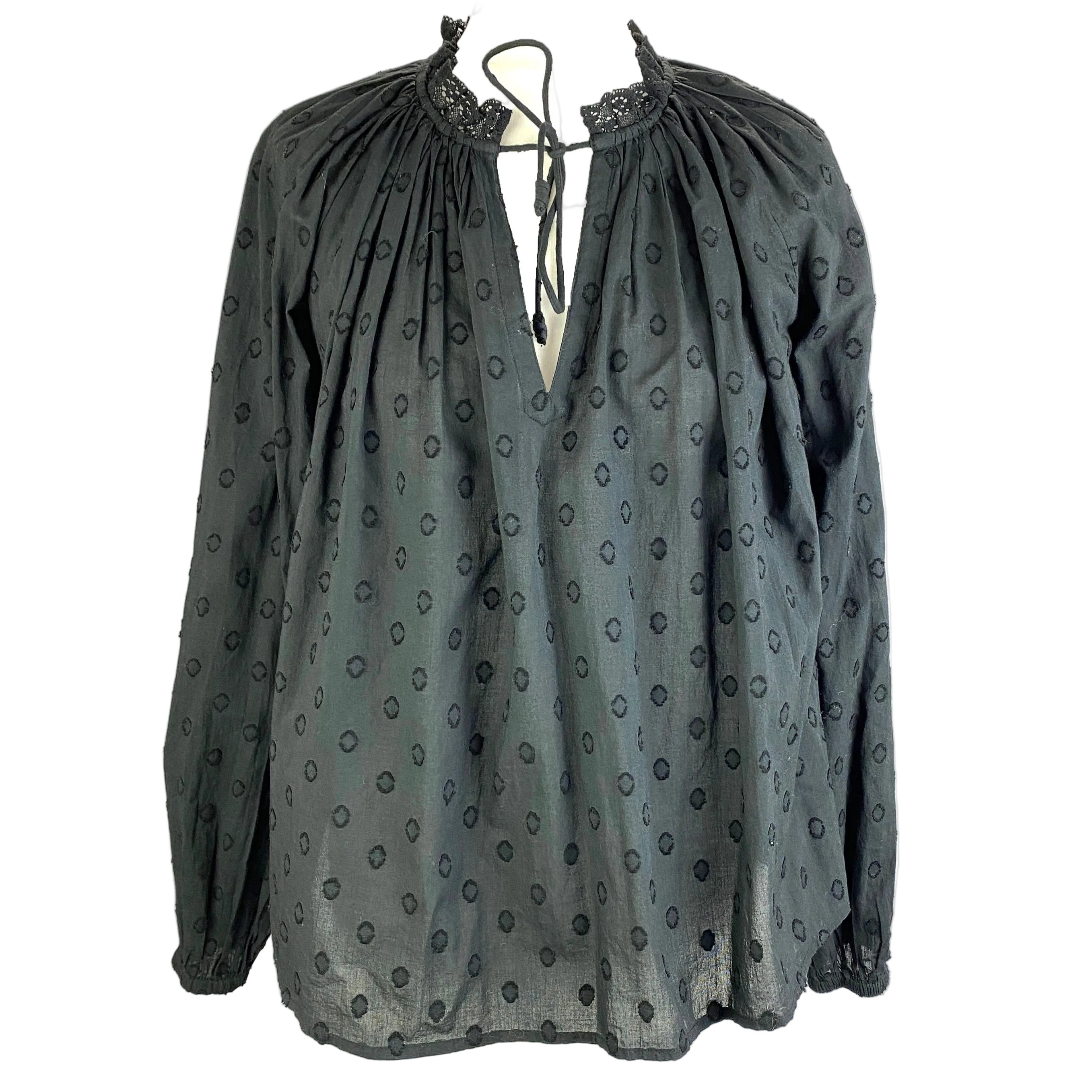 Ulla Johnson New Black Embroidered Cotton Top S
