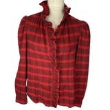 Isabel Marant Etoile Red Plaid Brushed Cotton Blouse M