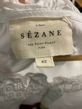 Sezane New White Broderie Anglais Trim Blouse L