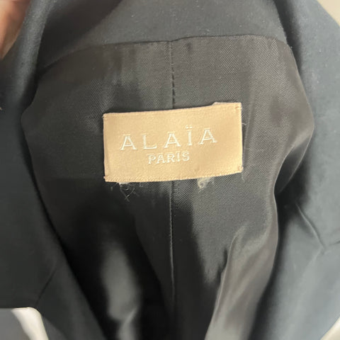 Alaia £2830 Black Coated & Belted Cotton Coat S