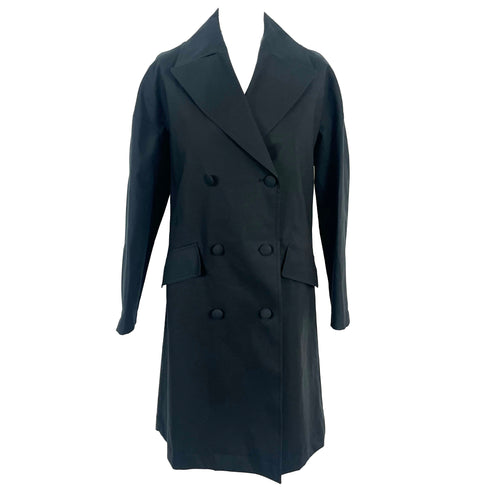Alaia £2830 Black Coated & Belted Cotton Coat S