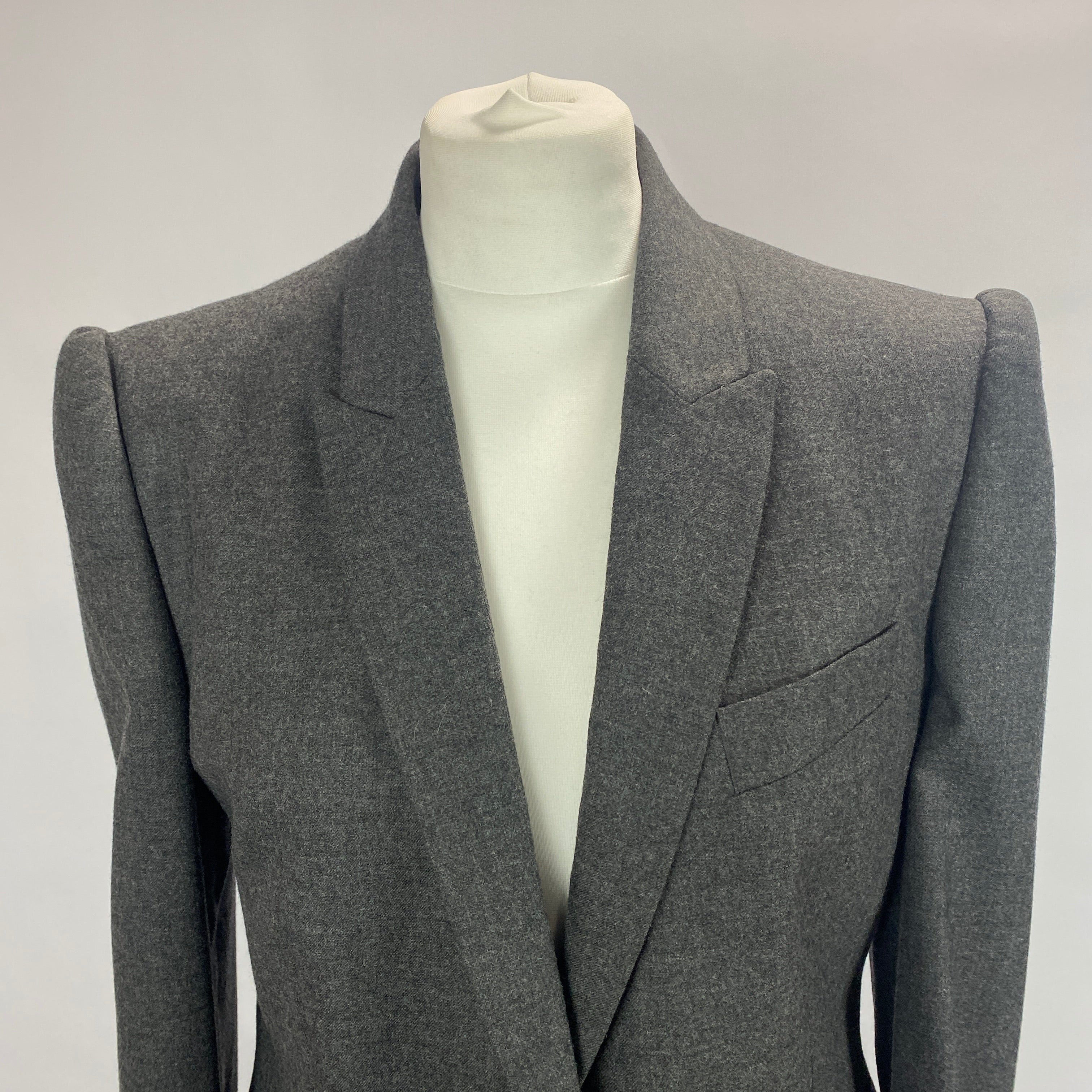 Stella McCartney Charcoal Wool Skinny Lapel Jacket M