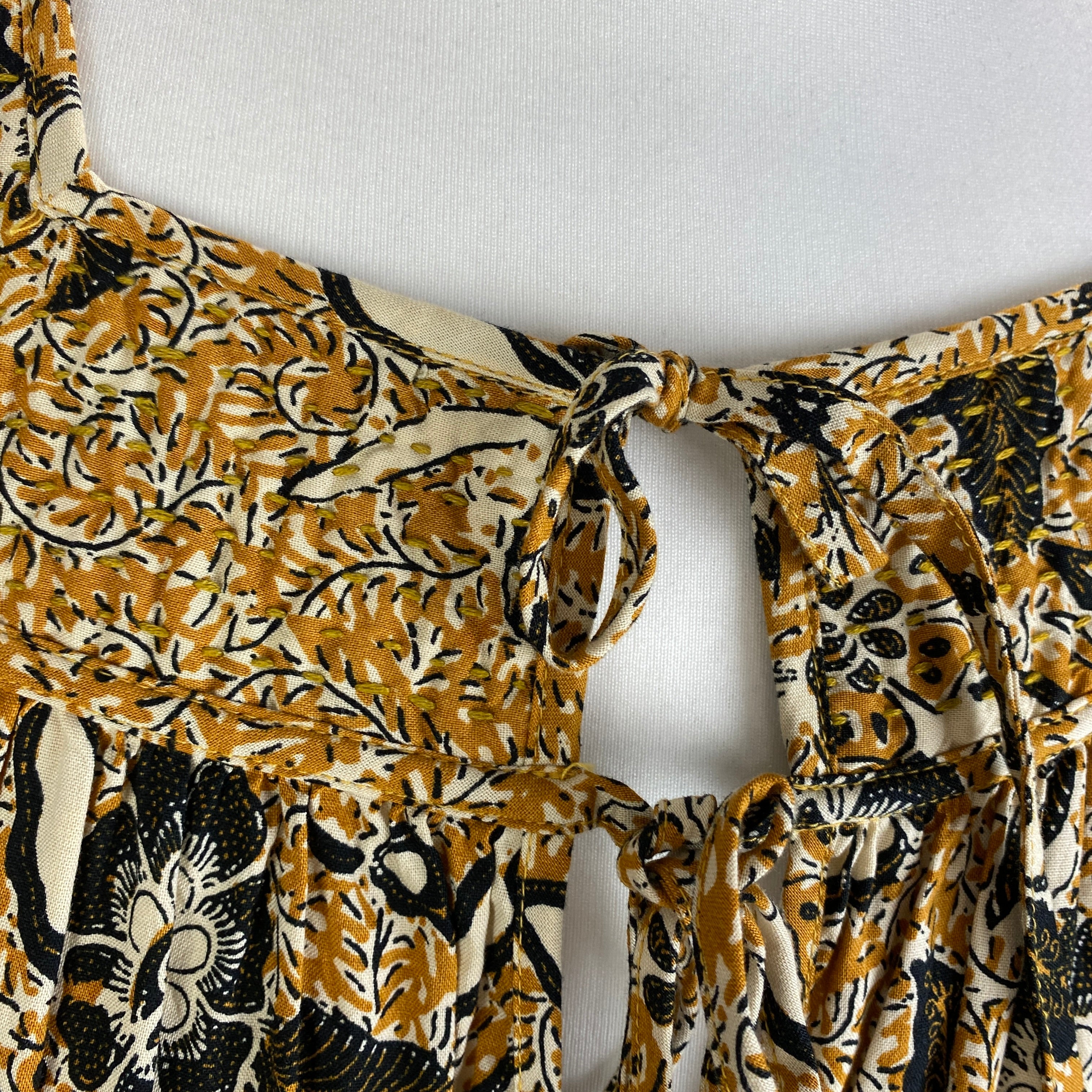 Ulla Johnson New Black & Mustard Print Cotton Mix Top XS