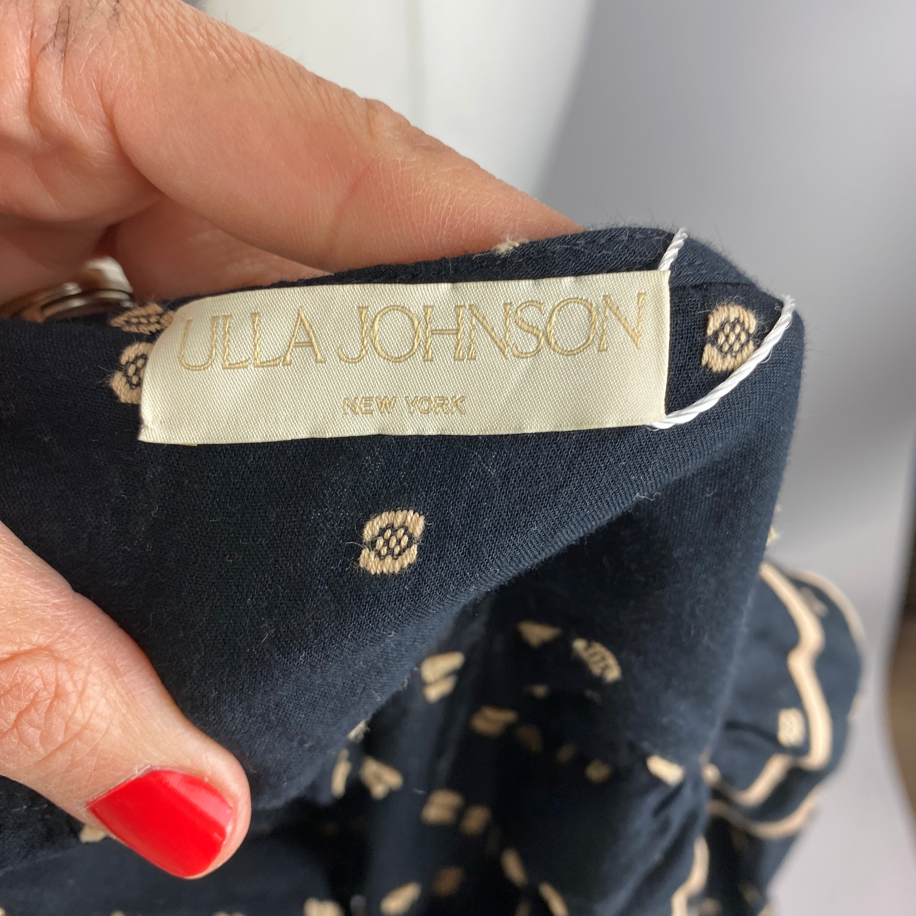 Ulla Johnson New Black & Vanilla Embroidered Cotton Top M