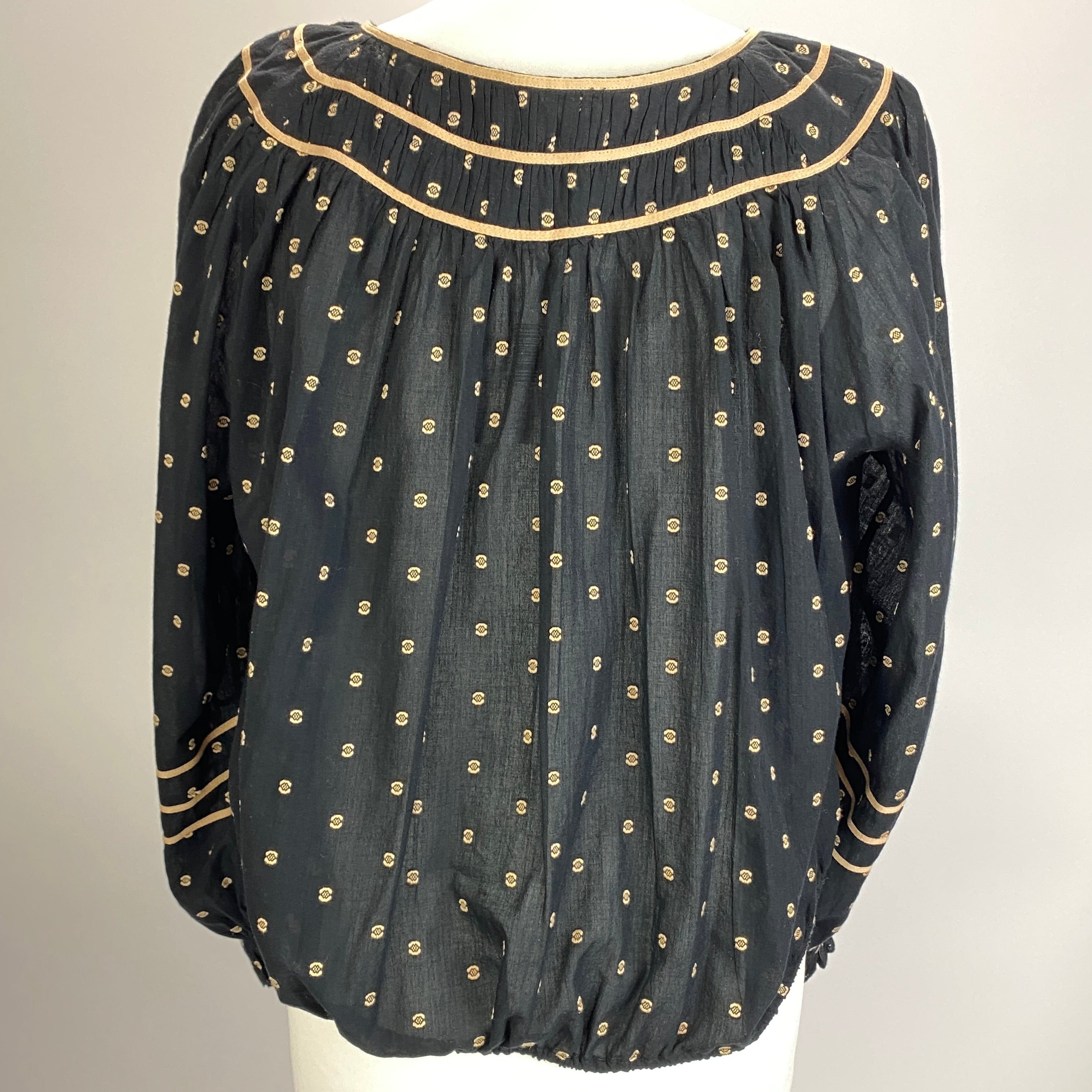 Ulla Johnson New Black & Vanilla Embroidered Cotton Top M