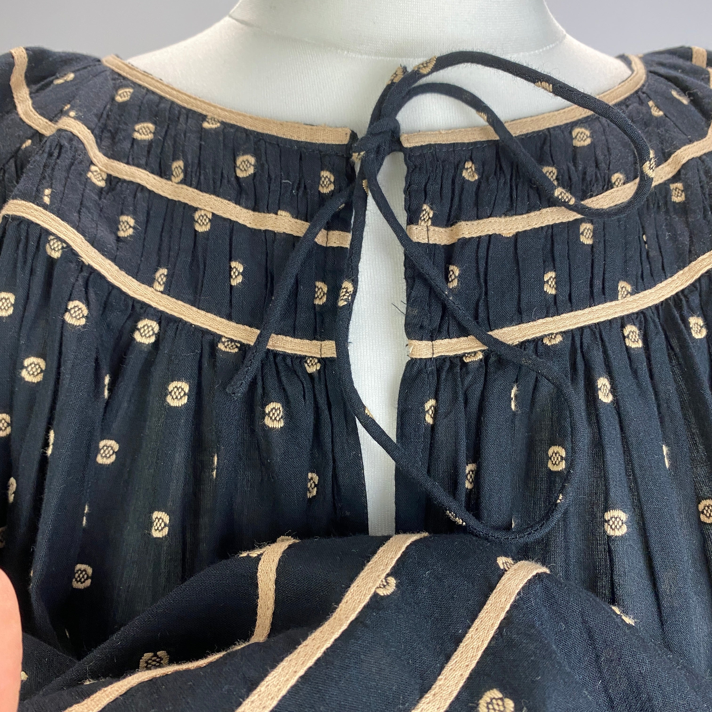 Ulla Johnson New Black & Vanilla Embroidered Cotton Top M