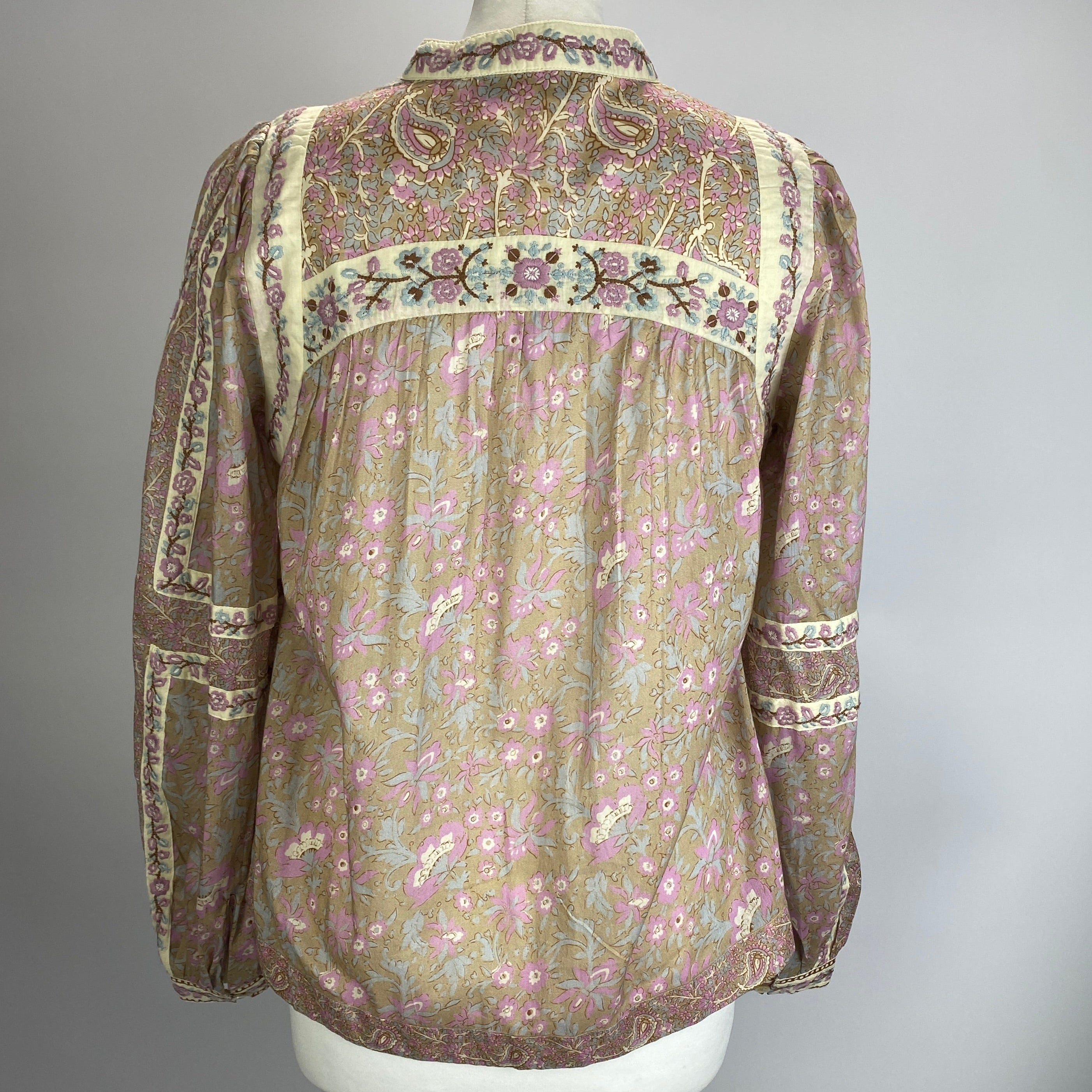 Sea New York New Beige & Lilac Embroidered Cotton Top M