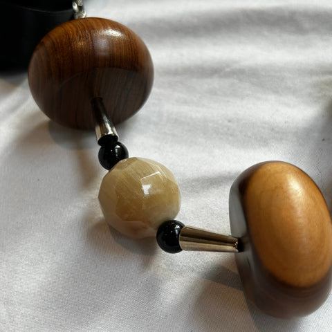 Marni Wood & Ceramic Long Ribbon Pendant