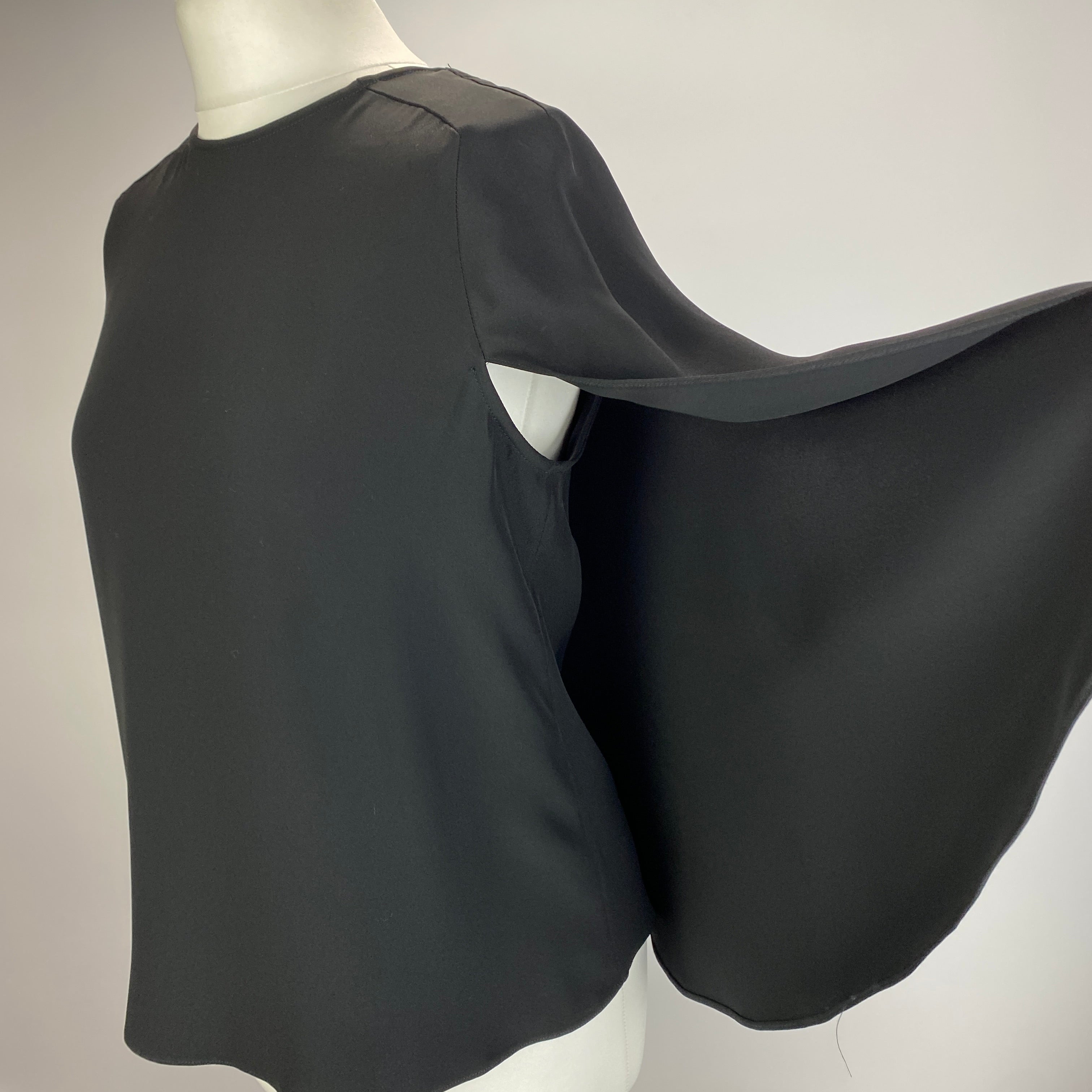 Armani Collezioni New Black Crepe Cape Top S