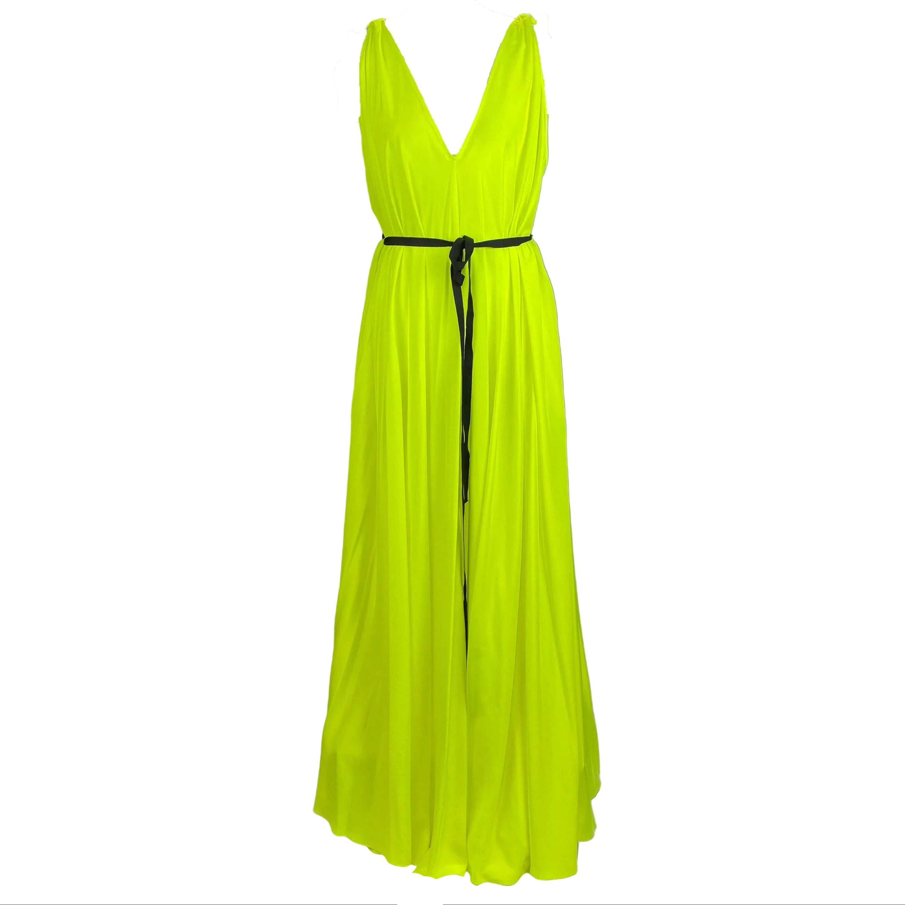 Serena Bute £295 Neon Yellow Silky Ibiza Maxi Dress O/S