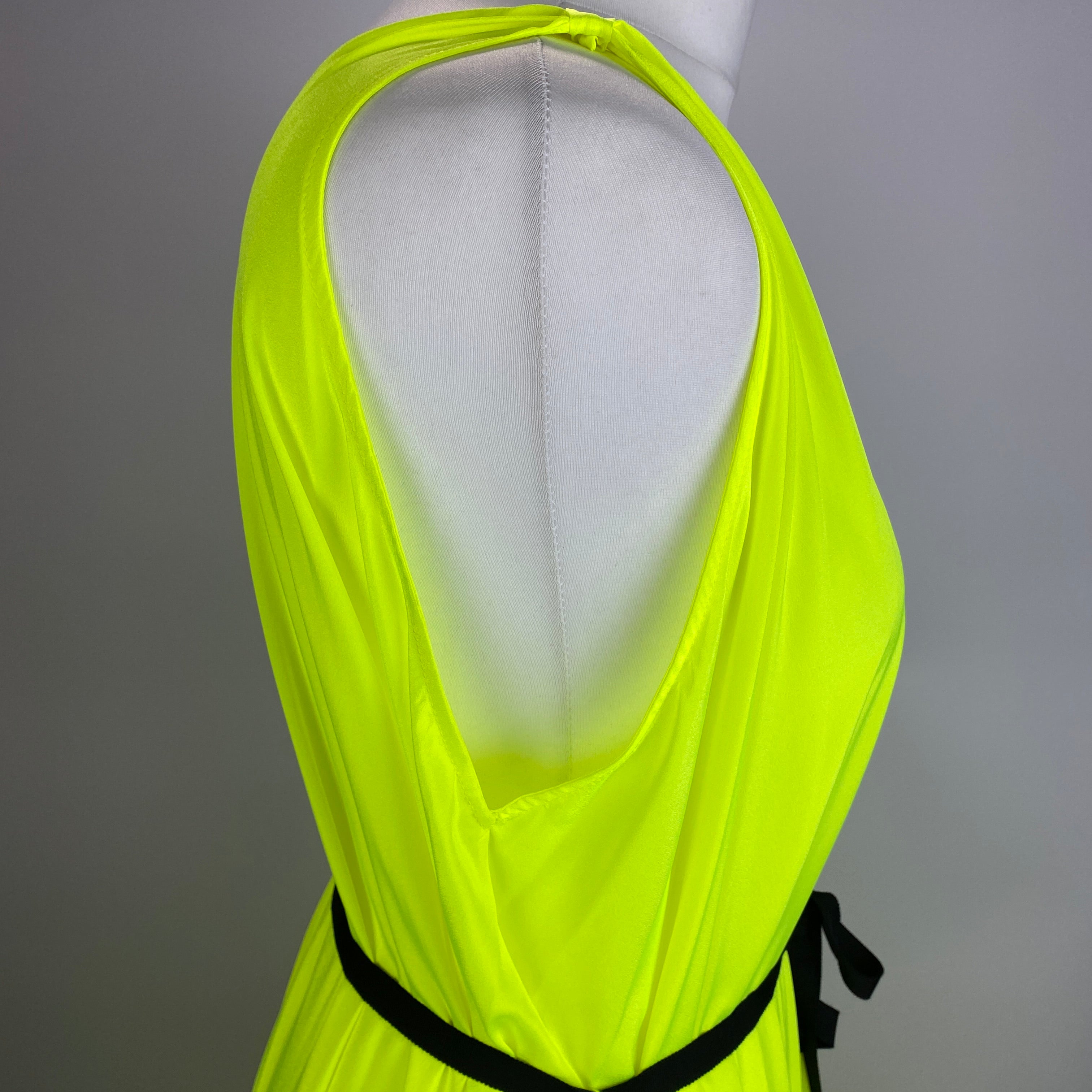 Serena Bute £295 Neon Yellow Silky Ibiza Maxi Dress O/S