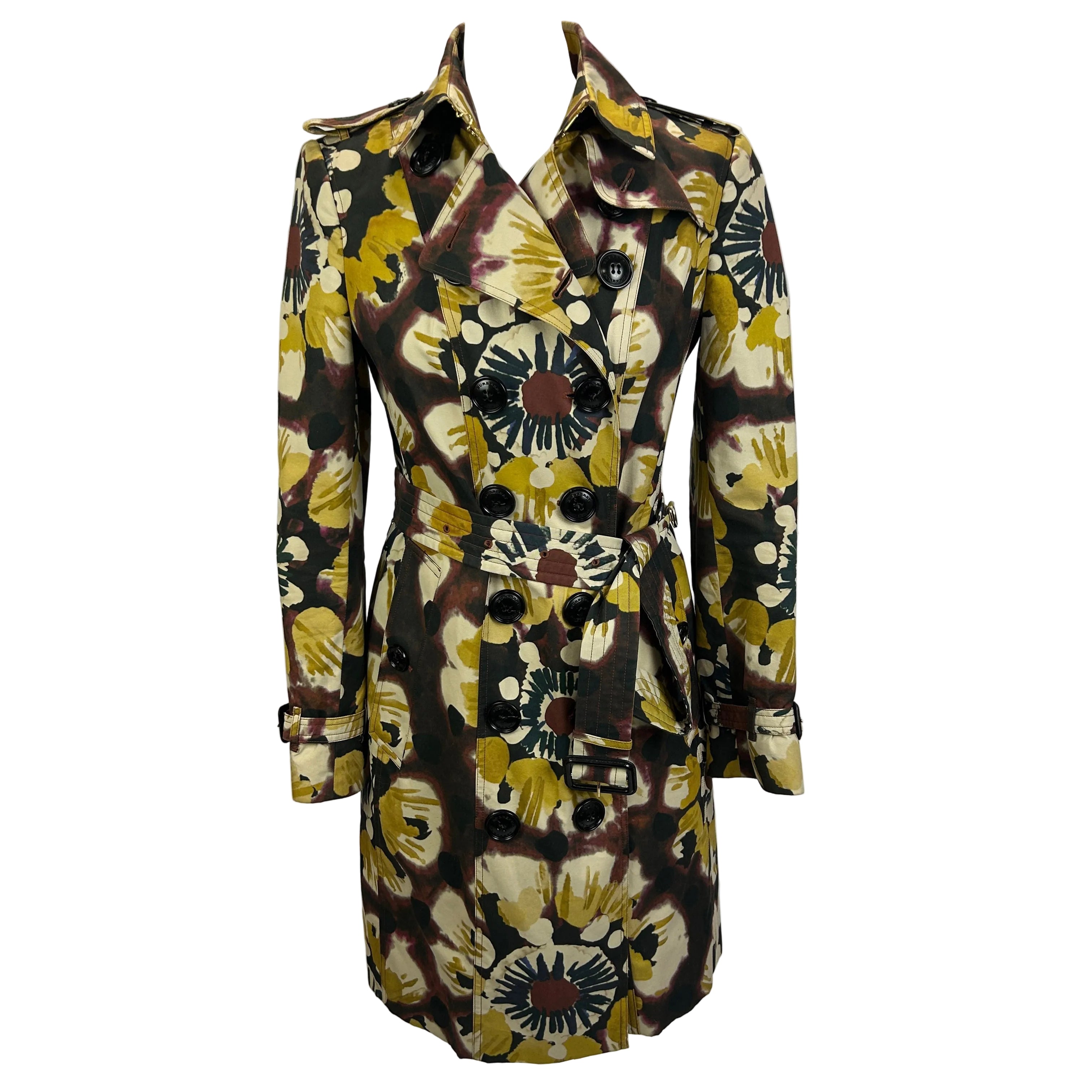 Burberry £1790 Painted Cotton Kensington Trench Coat S