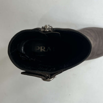 Prada £1338 Grey Suede Ankle Boots 36