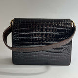 Vintage Brown Glossy Crocodile Handbag