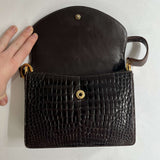 Vintage Brown Glossy Crocodile Handbag