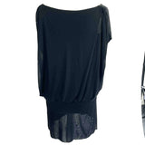 Celine £1275 Black Silk Knit Draped Mini Dress XS