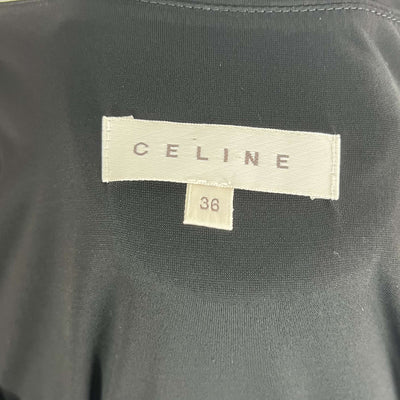 Celine £1275 Black Silk Knit Draped Mini Dress XS