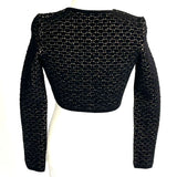 Alaia £1670 Black & Blush Crochet Knit Cropped Cardigan XXS