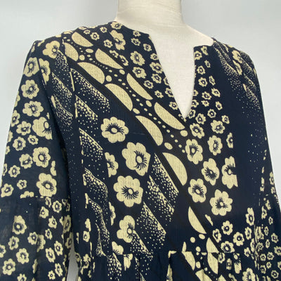 Ba&Sh Navy & Cream Floral Midi Dress XS