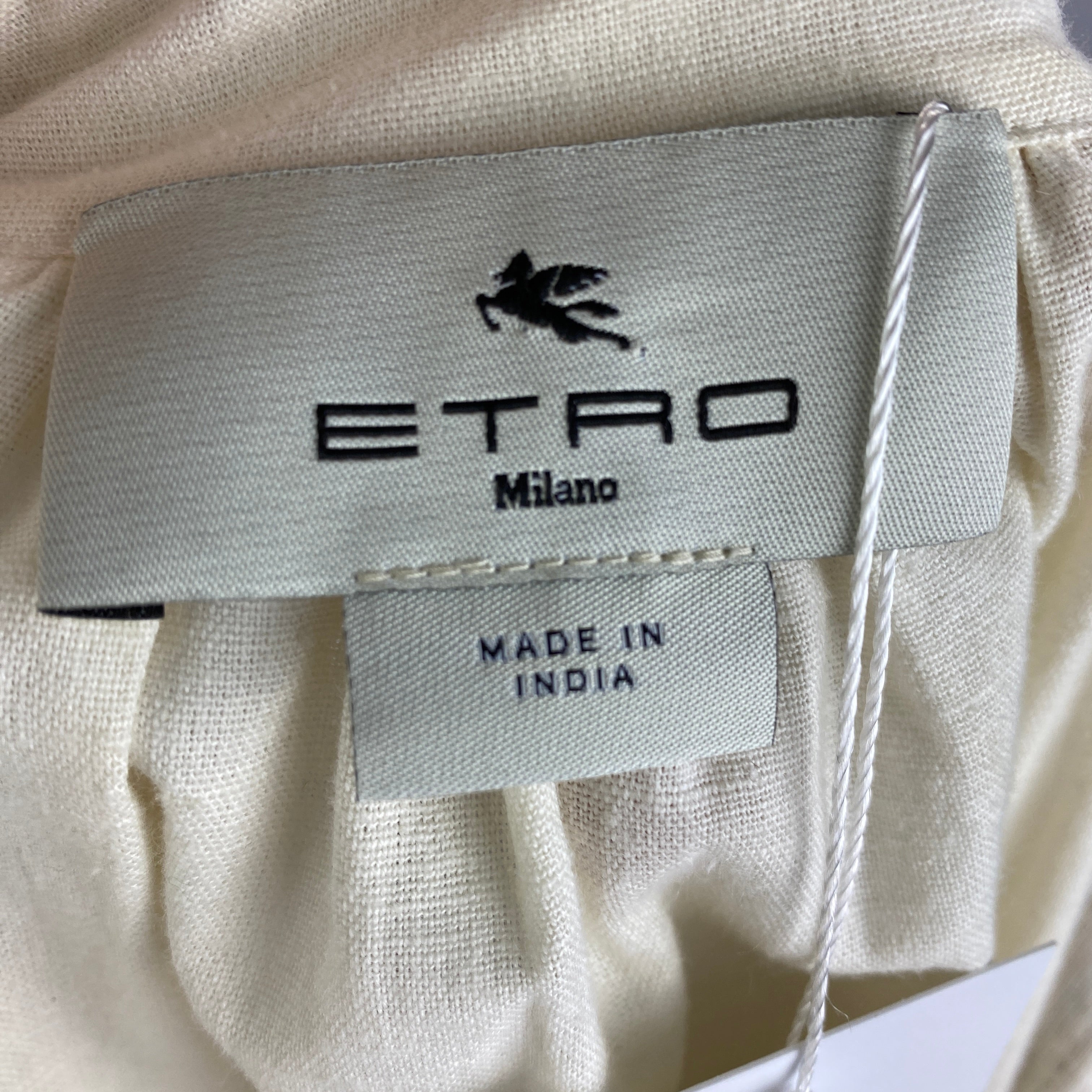 Etro Cream Embroidered Cotton Tunic Midi Dress M