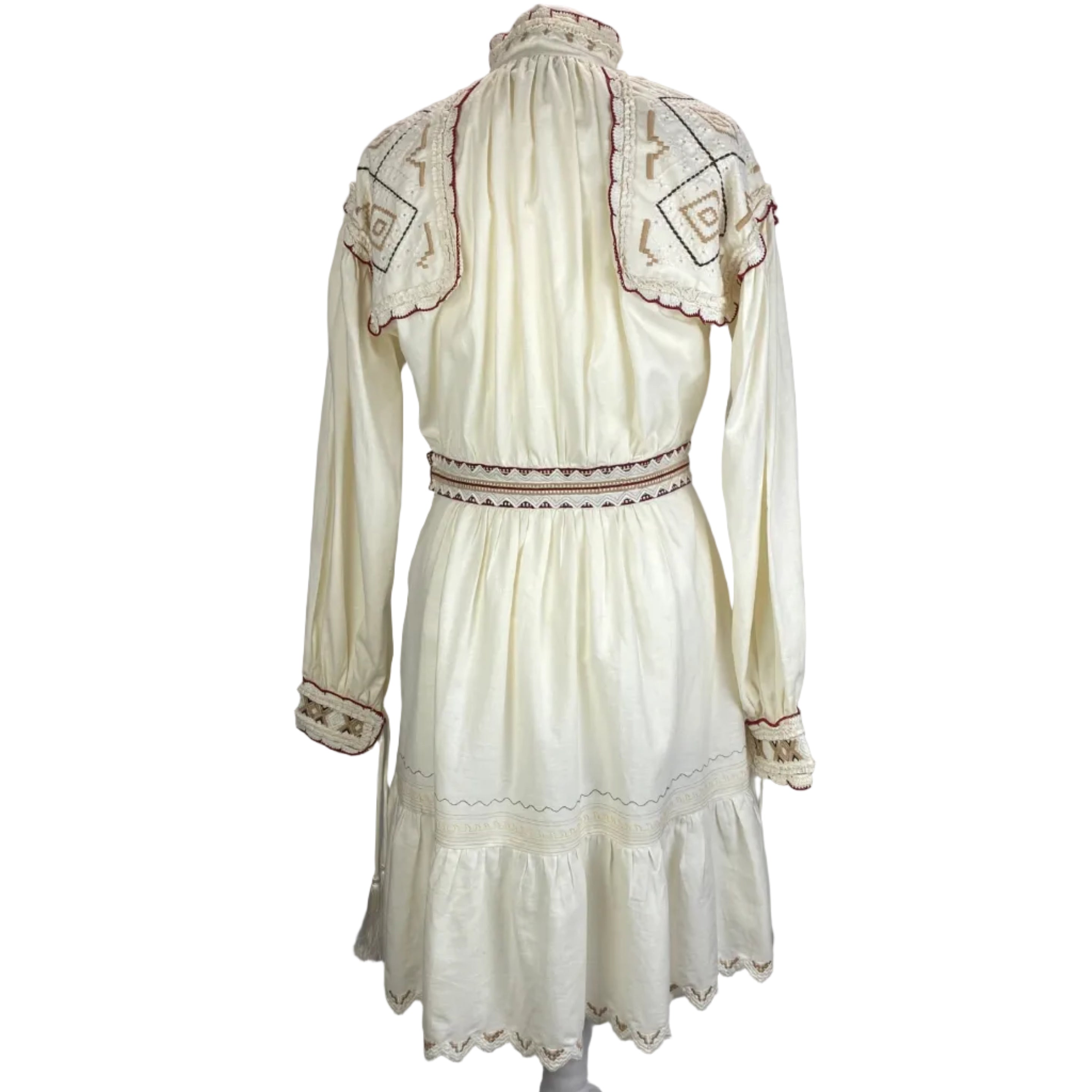 Etro Cream Embroidered Cotton Tunic Midi Dress M