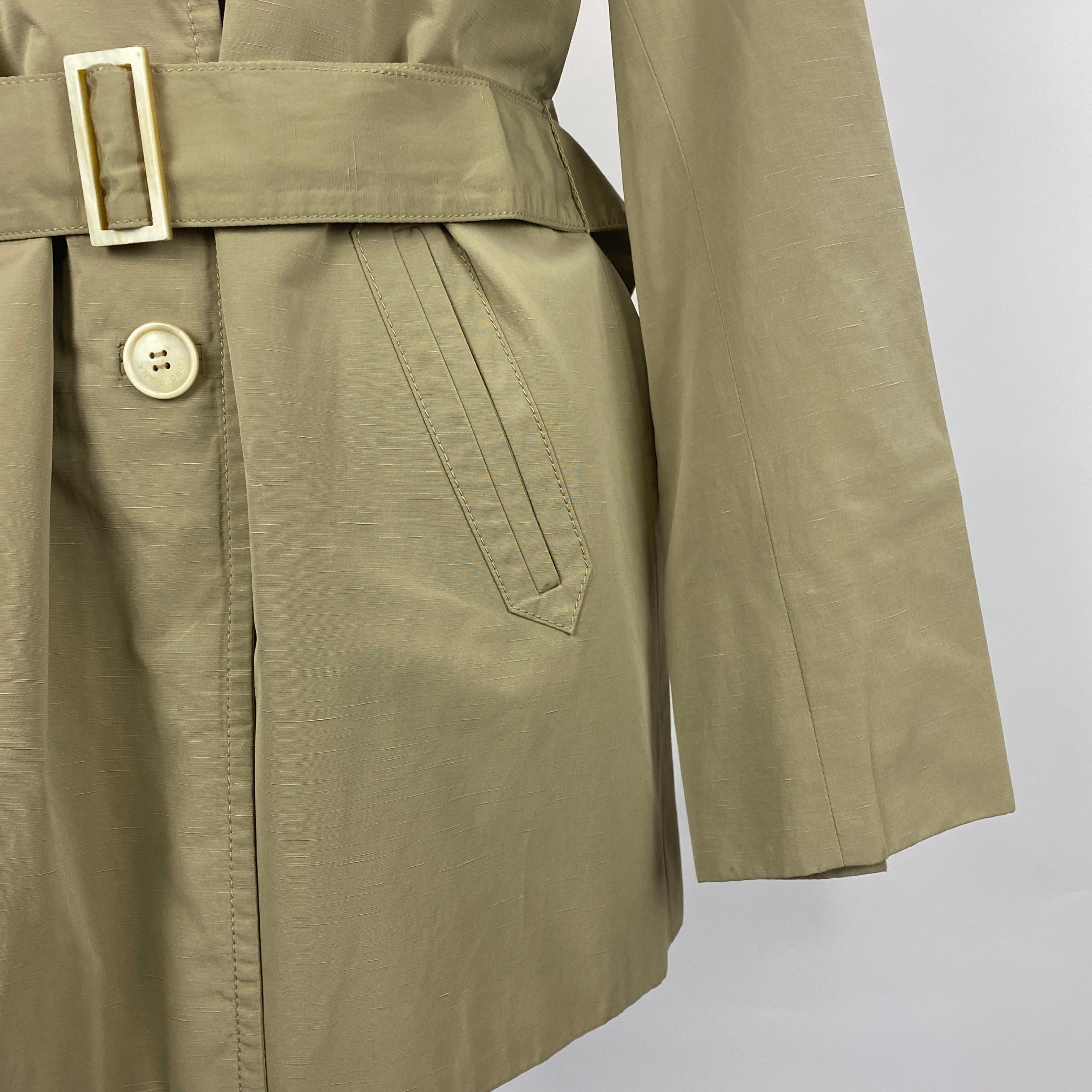 Loro Piana Limestone Storm System Belted Short Trench Coat M