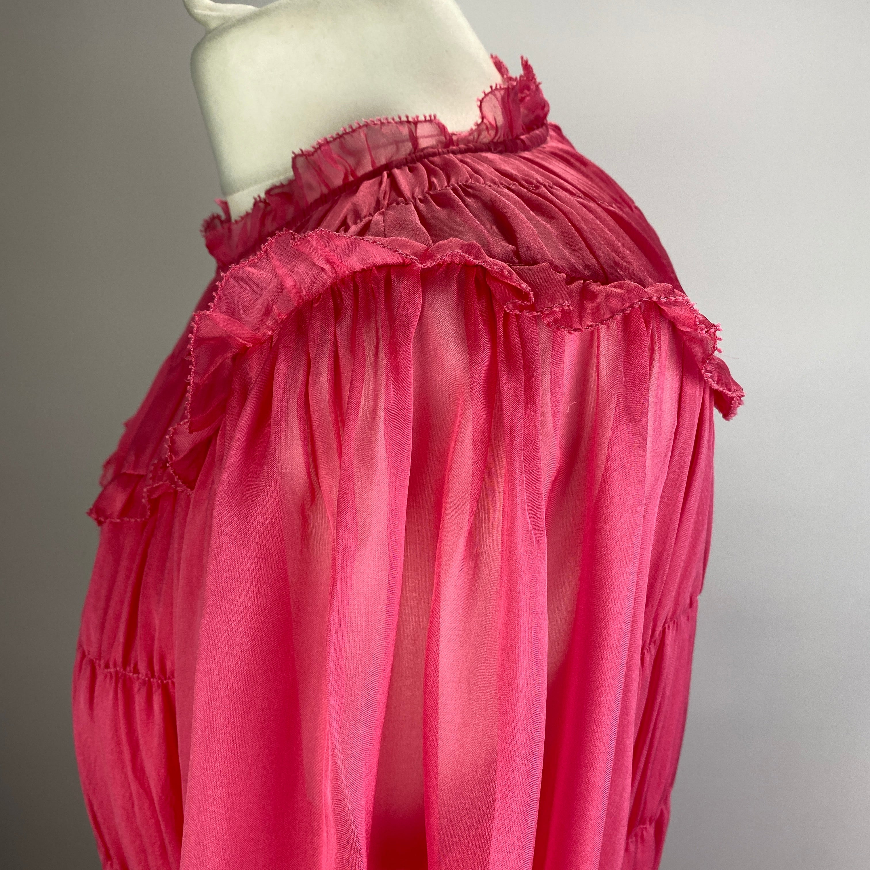 Ulla Johnson Bubblegum Pink Silk Shirred Dress M
