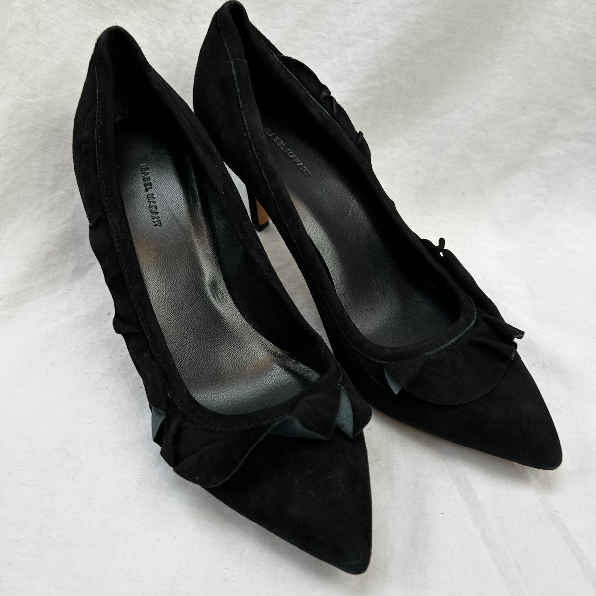 Isabel Marant Black Suede Frill Detail Heels 38