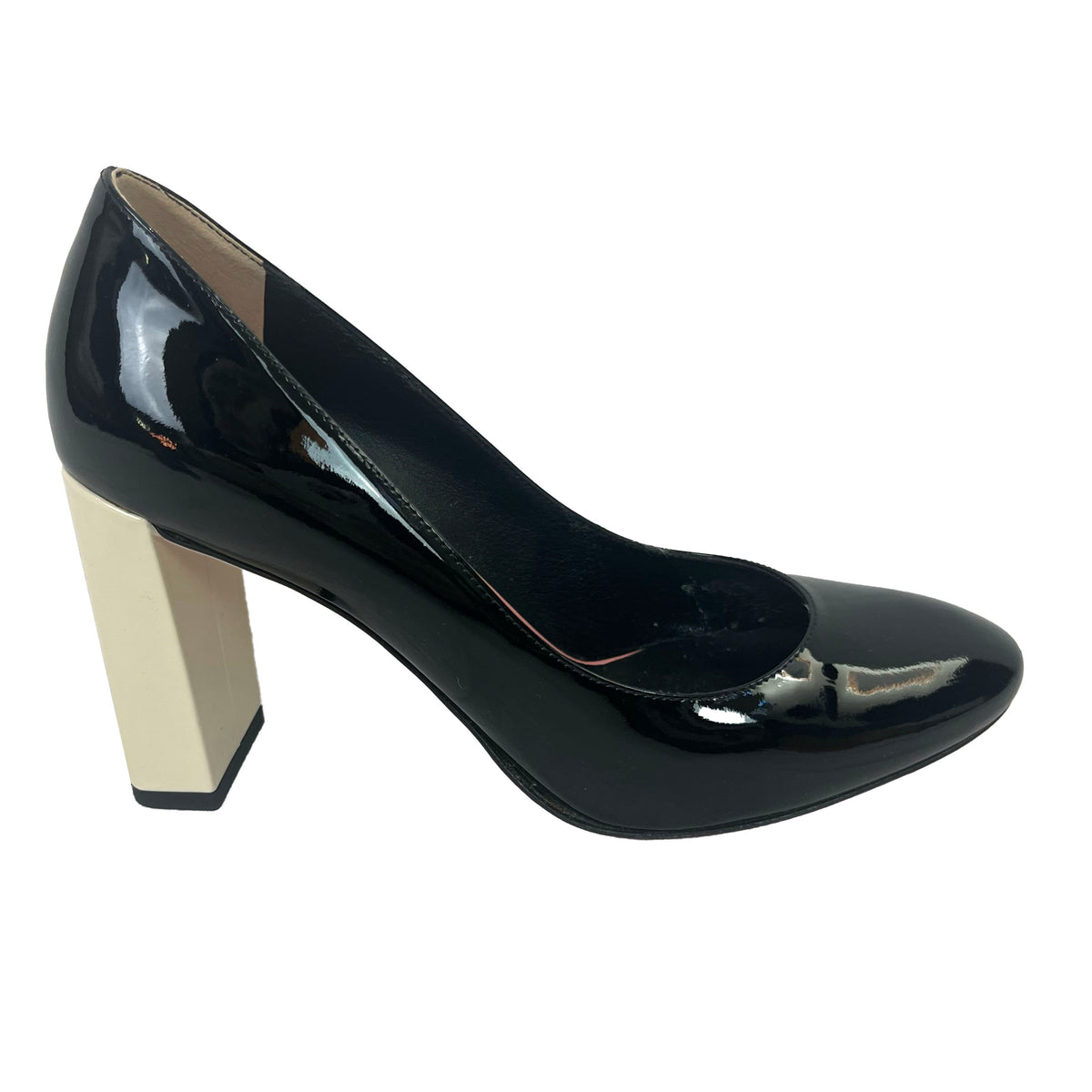 Fendi Black & Cream Patent Leather Heels 37