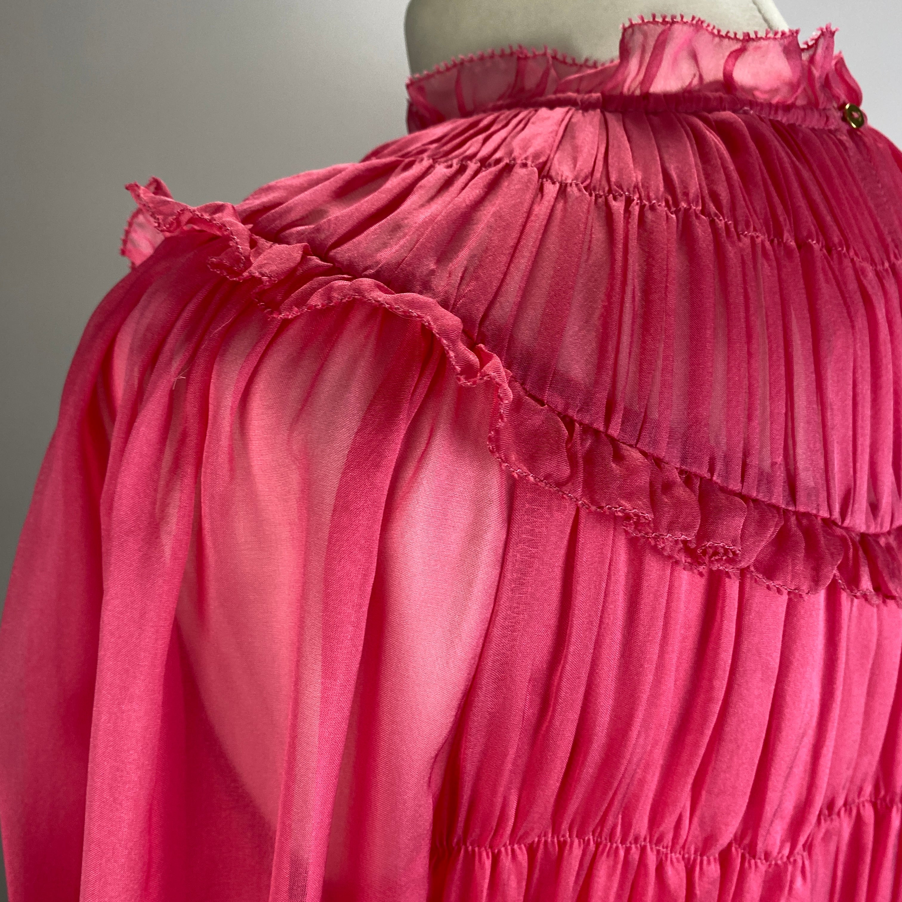 Ulla Johnson Bubblegum Pink Silk Shirred Dress M