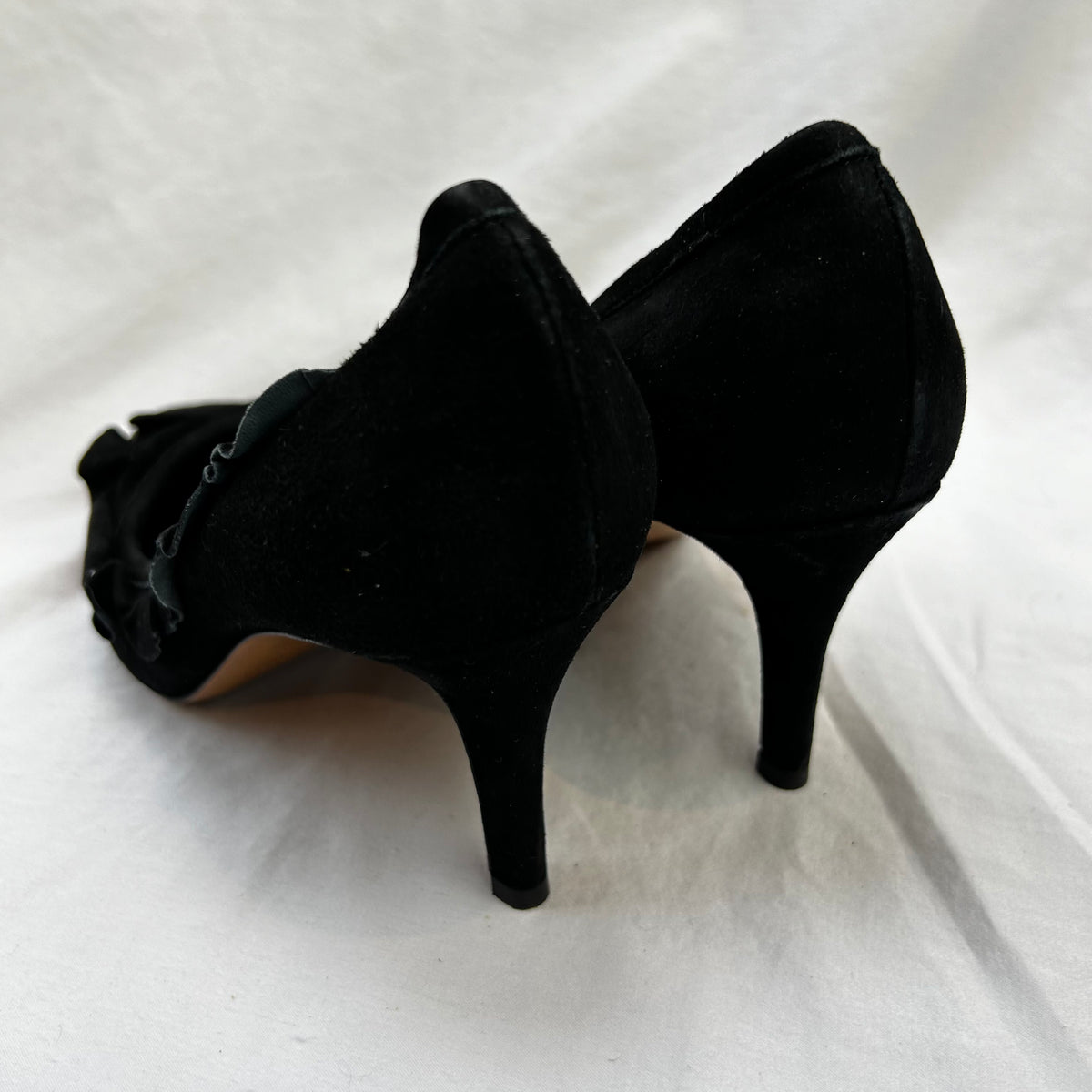 Isabel Marant Black Suede Frill Detail Heels 38