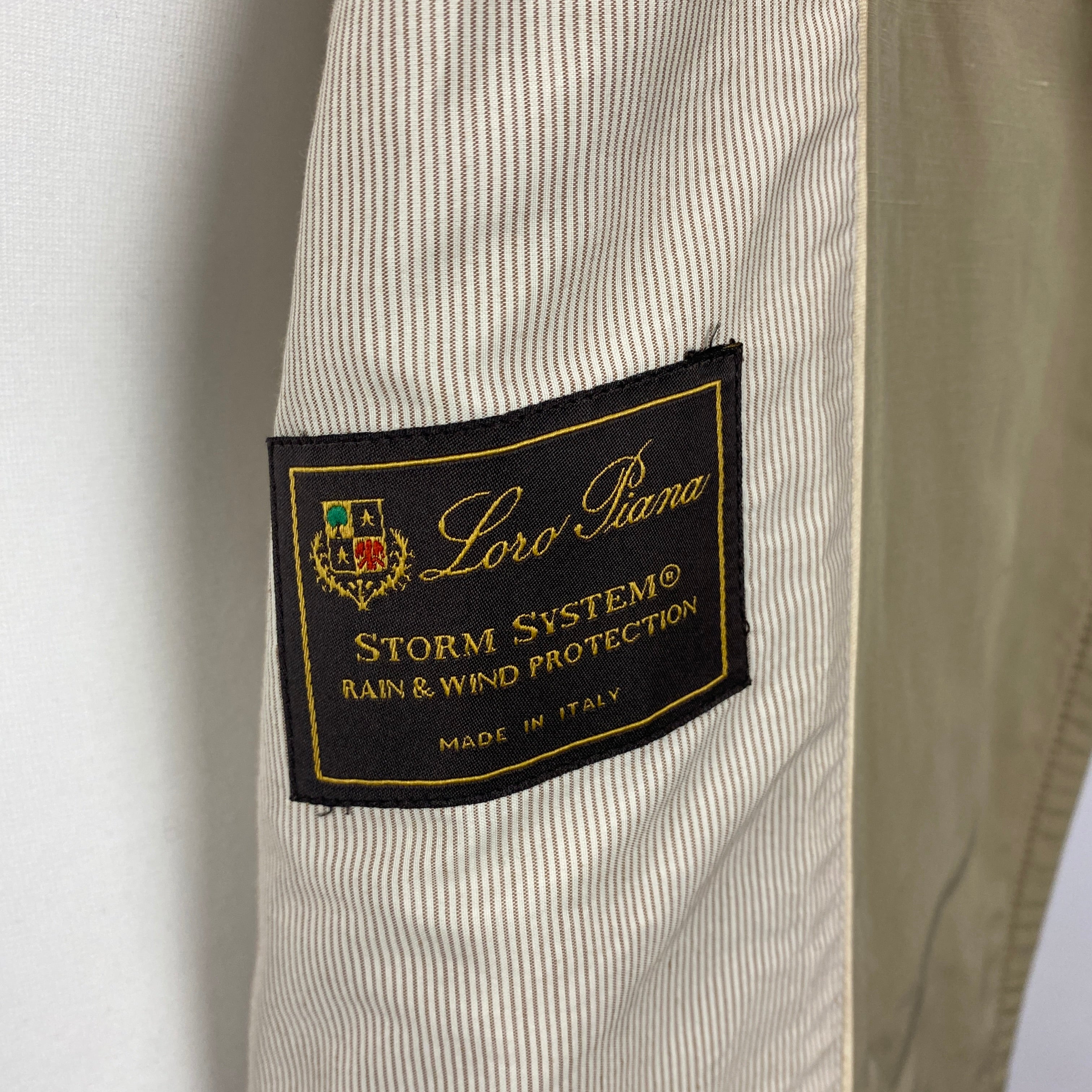 Loro Piana Limestone Storm System Belted Short Trench Coat M