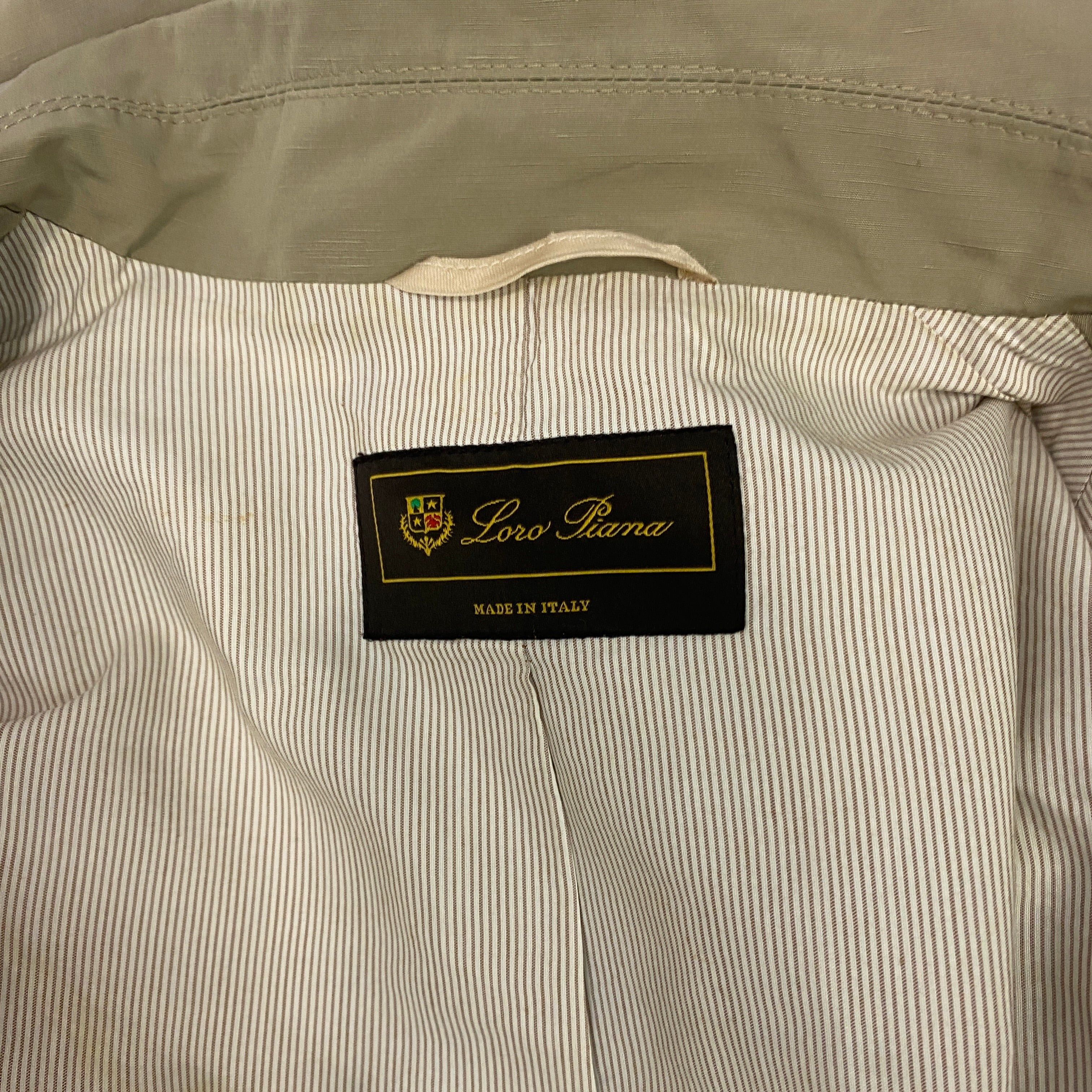 Loro Piana Limestone Storm System Belted Short Trench Coat M