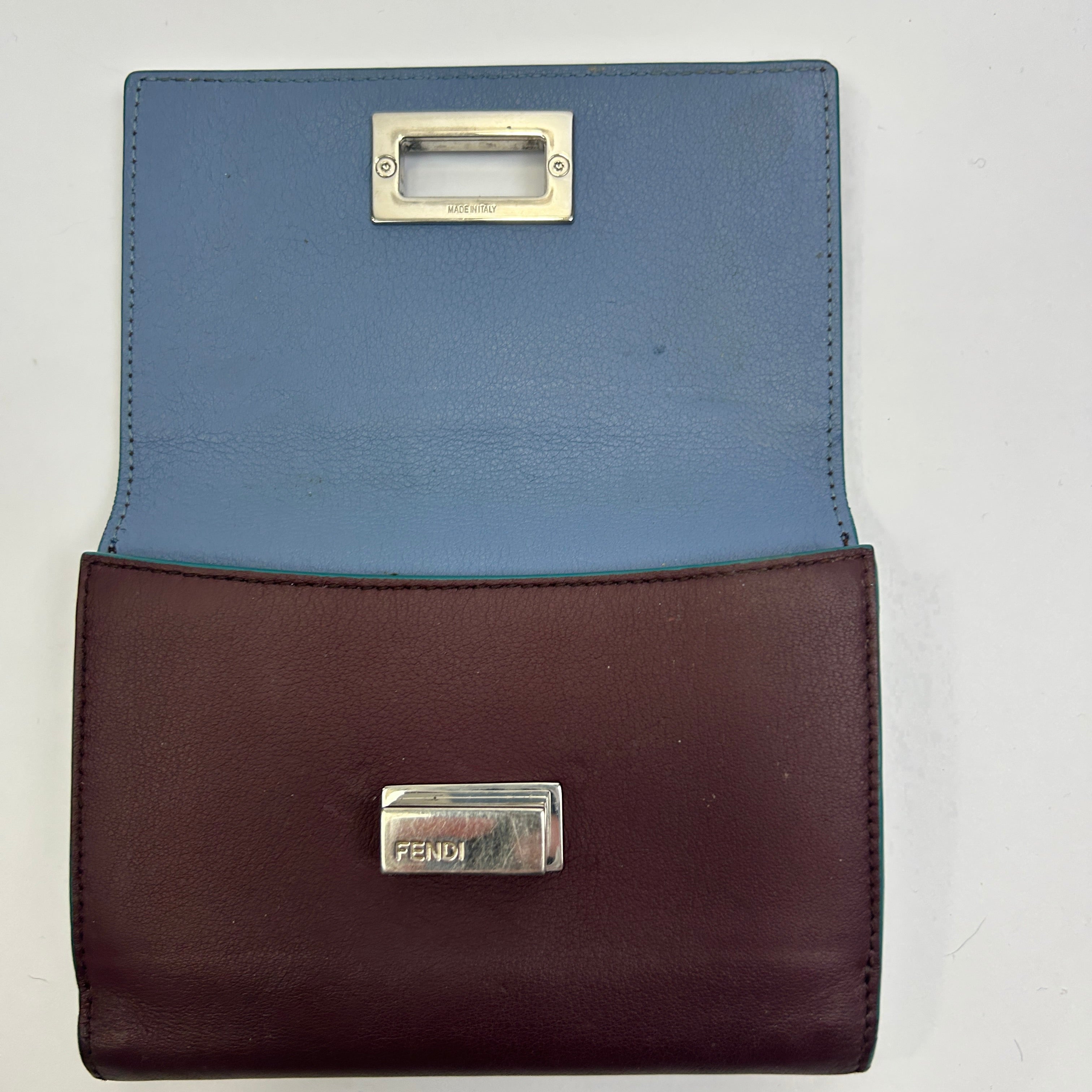 Fendi Burgundy Peekaboo Compact Wallet