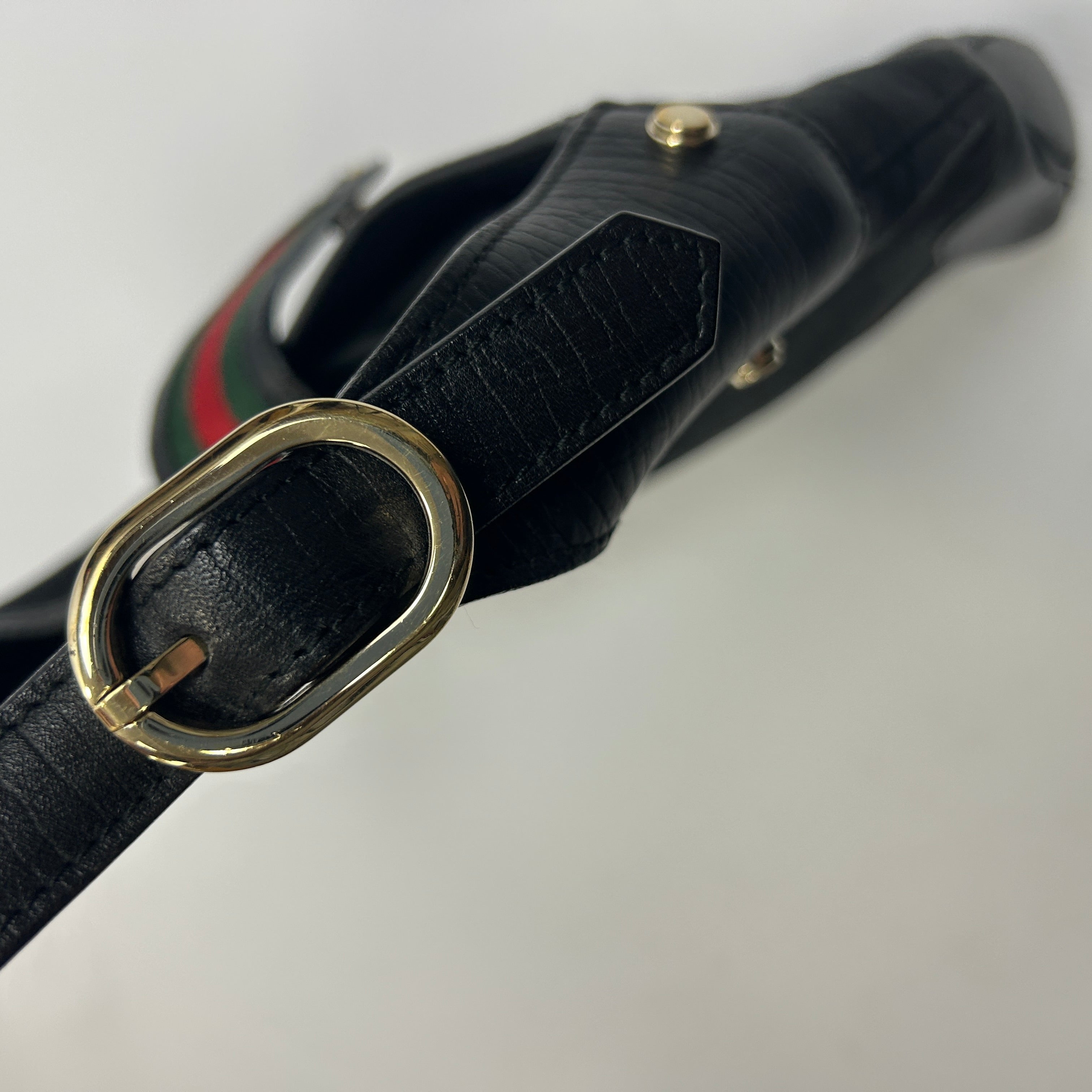 Gucci Vintage Black Monogram Jackie Sherry Line Bag