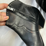 Isabel Marant Black Studded Leather Western Boots 38