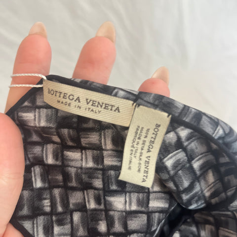 Bottega Veneta Grey Woven Print Silk Scarf