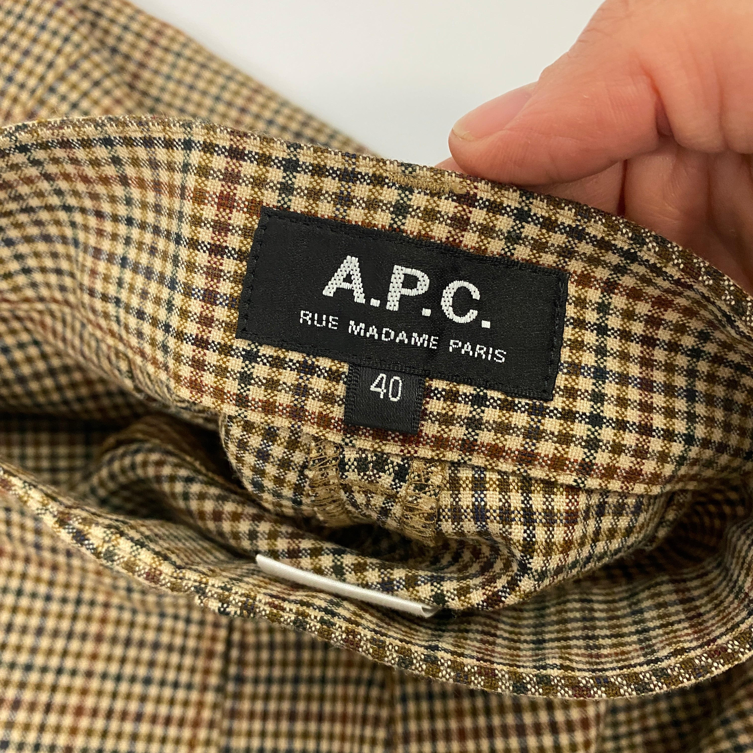 A.P.C. Camel Check Straight Leg Pants M