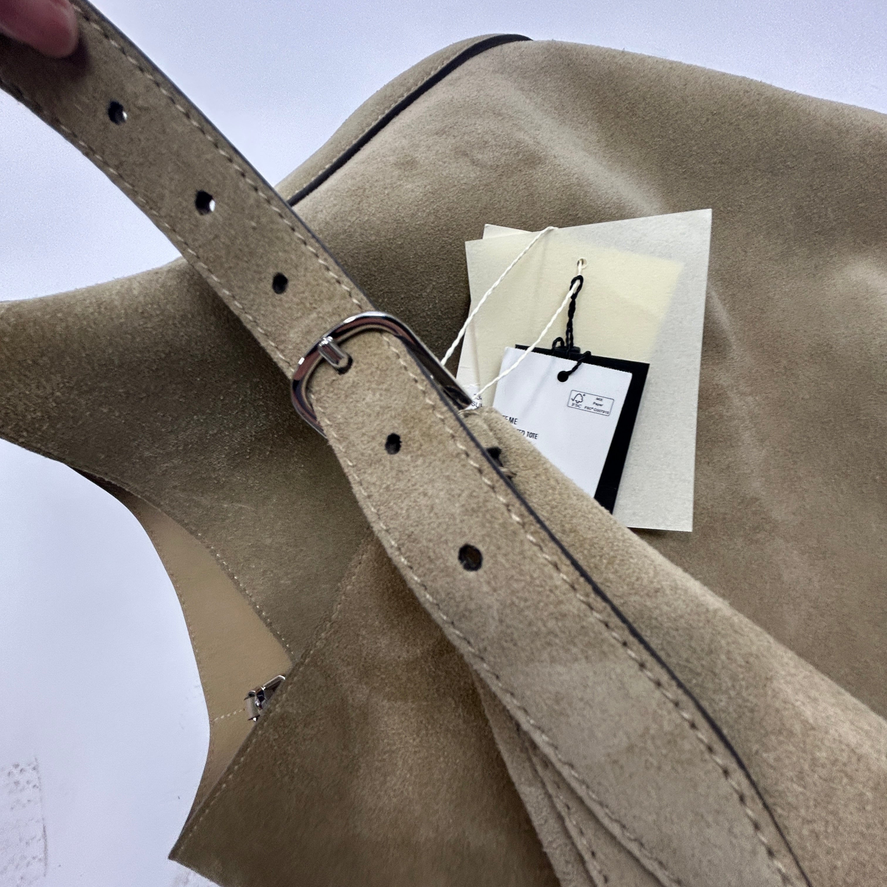 Toteme £870 Taupe Suede Belted Tote Bag