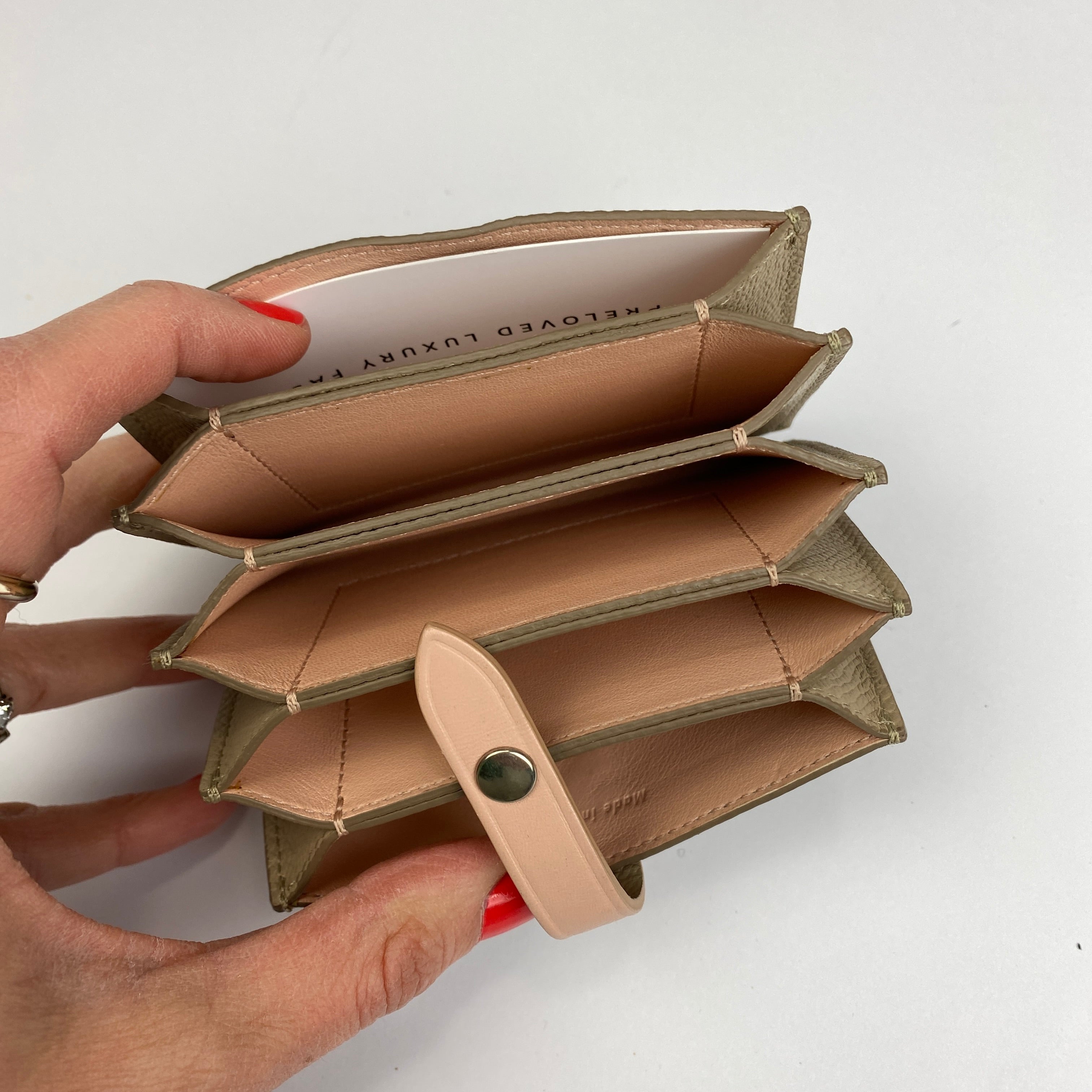 Celine £430 Deep Cream Calfskin Accordion Card Holder
