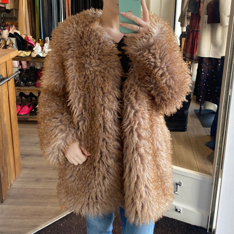 Sea New York New £650 Fawn Shaggy Fifi Faux Fur Jacket S