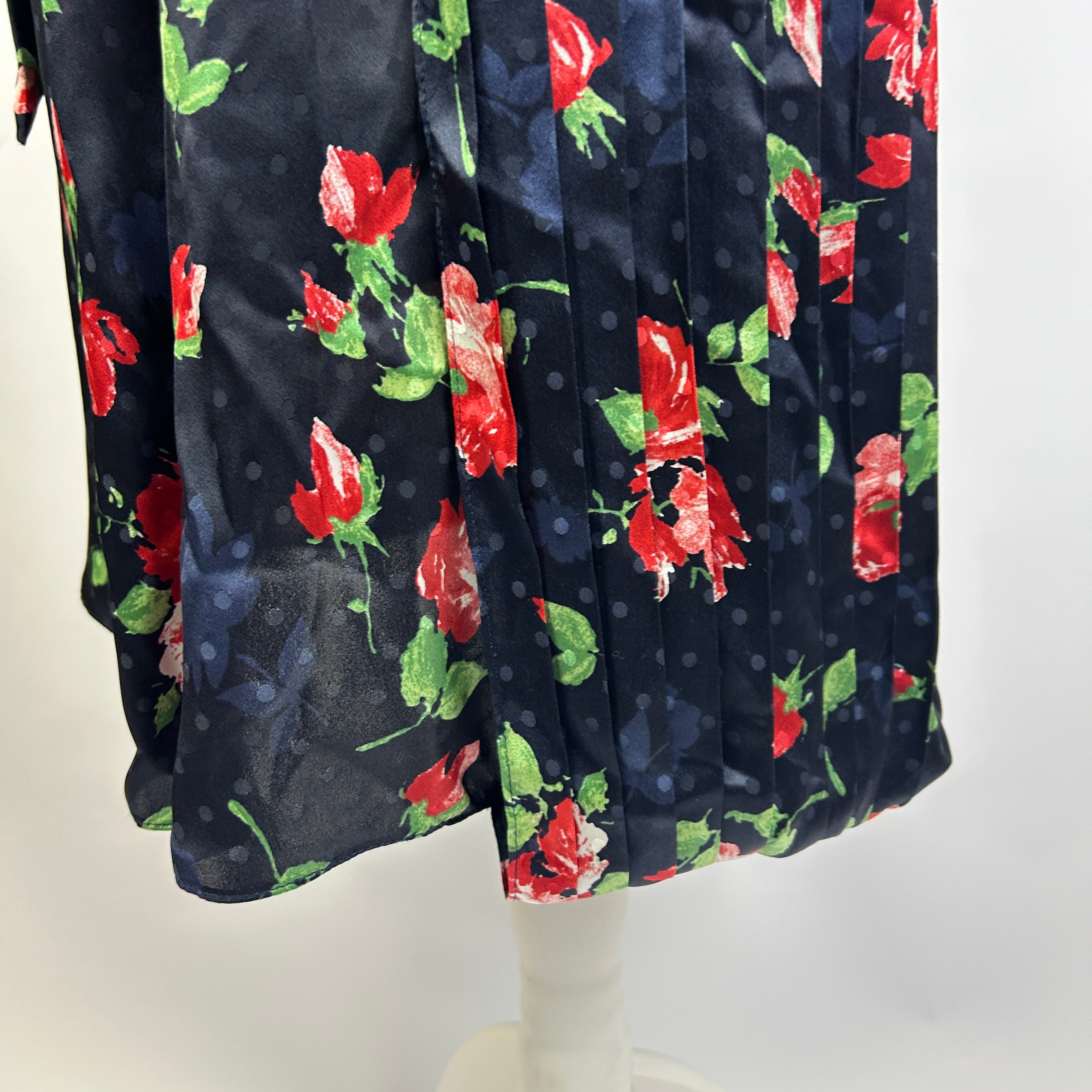 Magda Butrym £1200 Navy Rosę Print Silk Swing Dress XXS