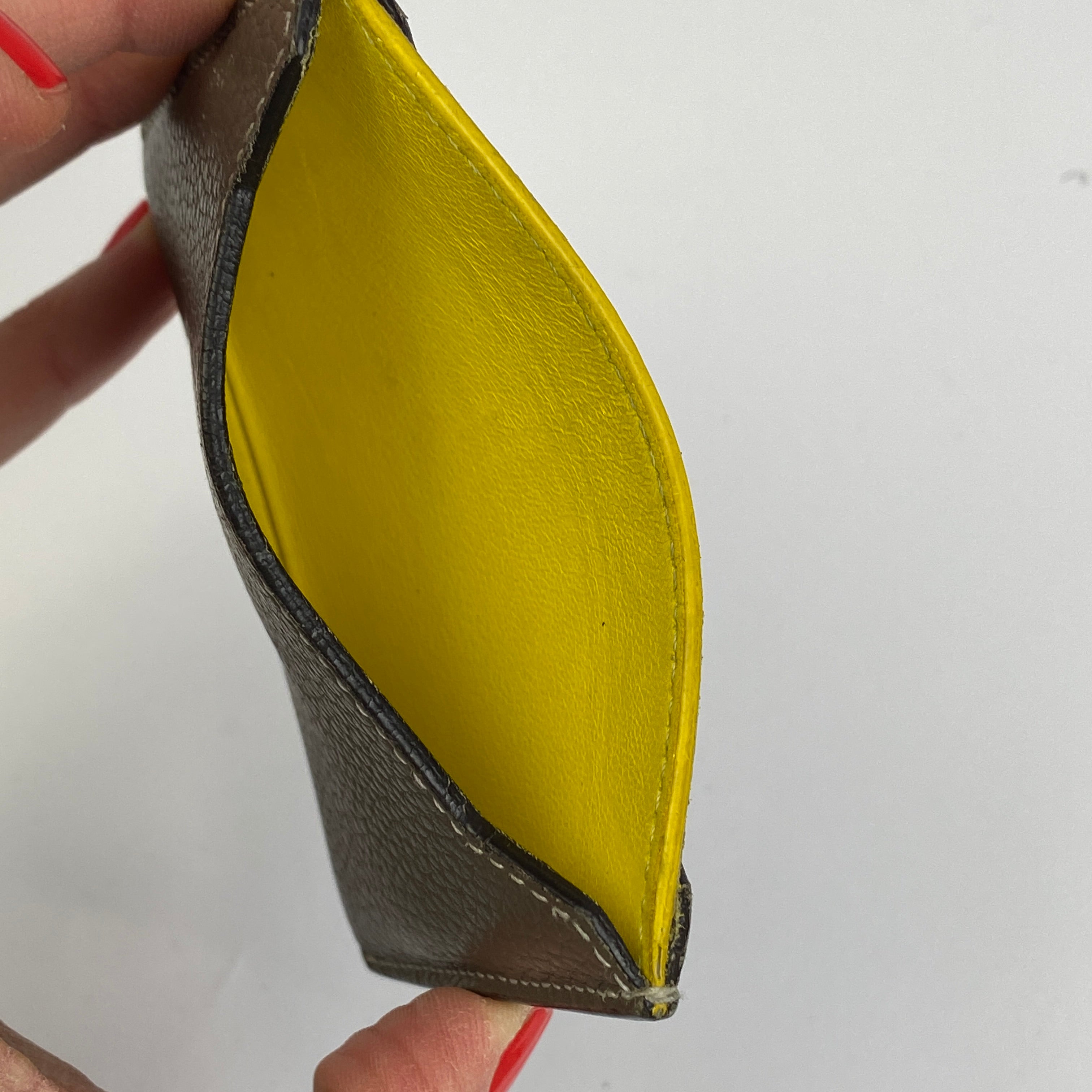 Celine Sage & Yellow Calfskin Card Holder