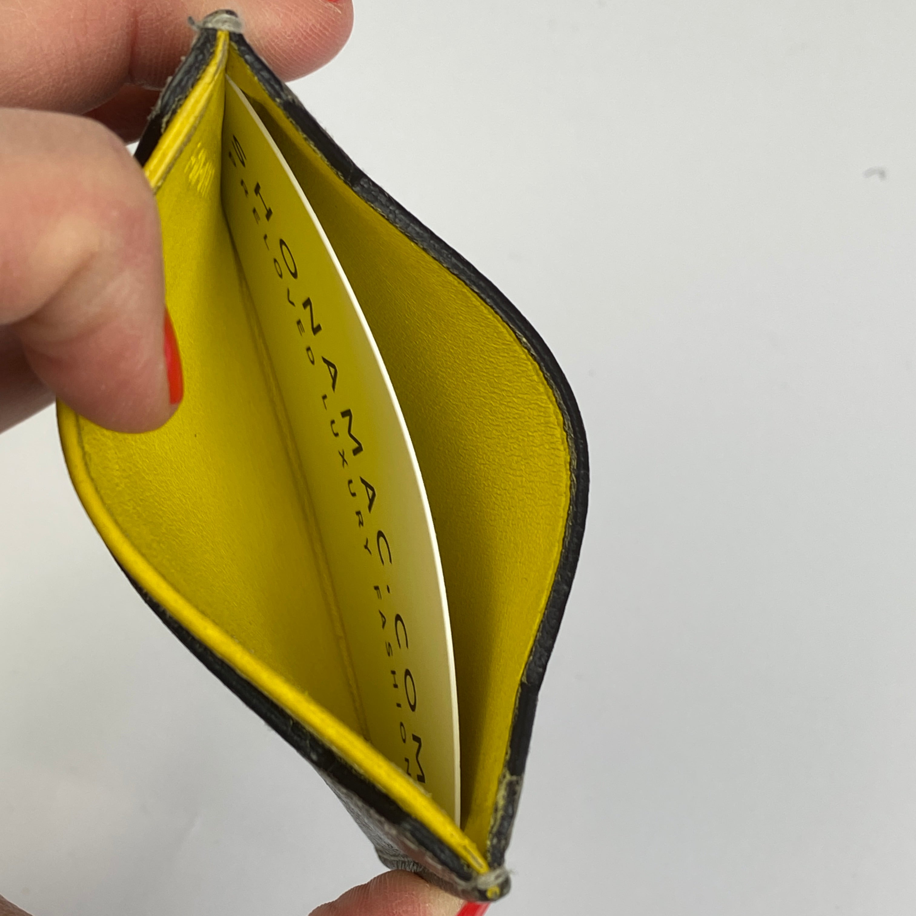Celine Sage & Yellow Calfskin Card Holder