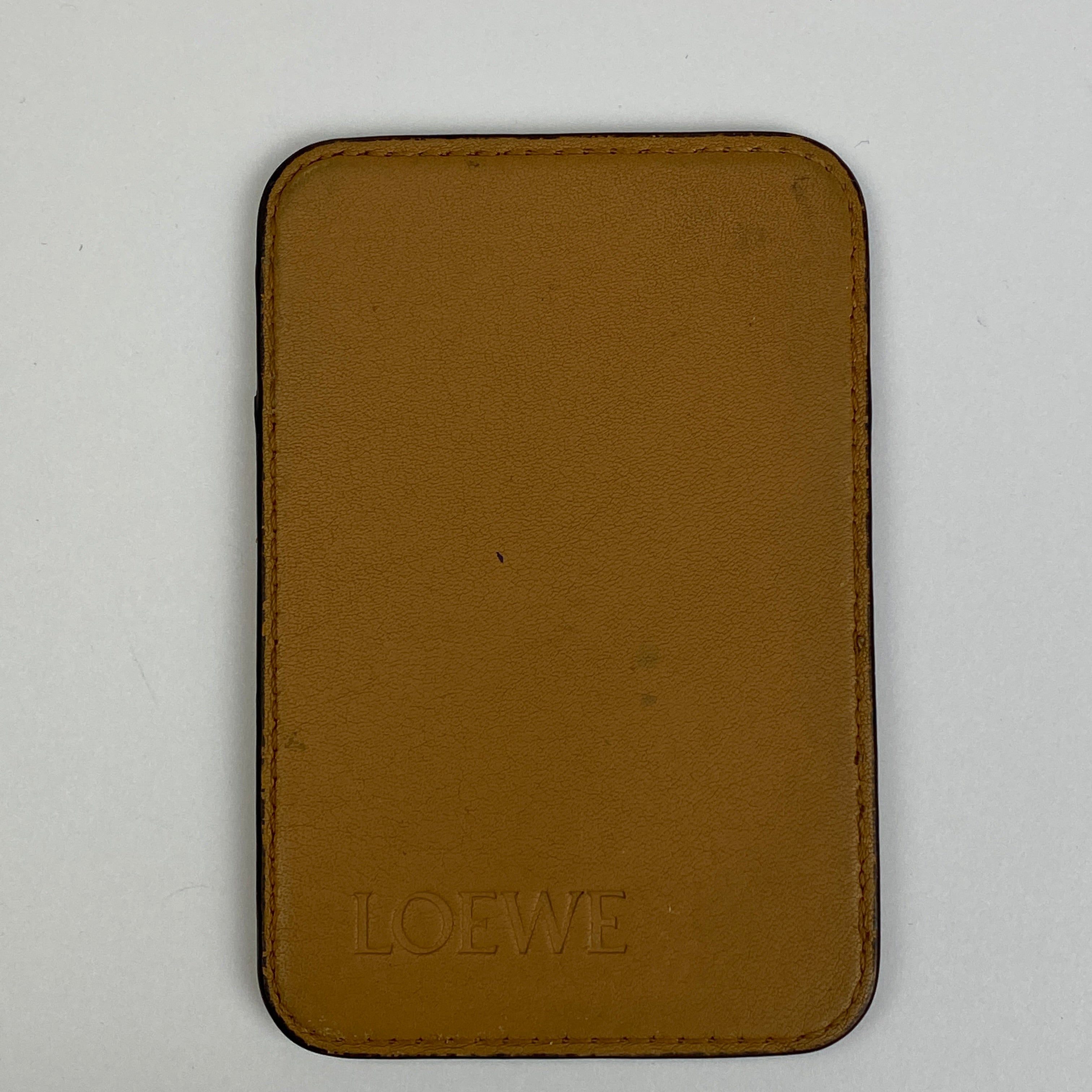 Loewe Camel & Cream Leather Magnetic Card Holder