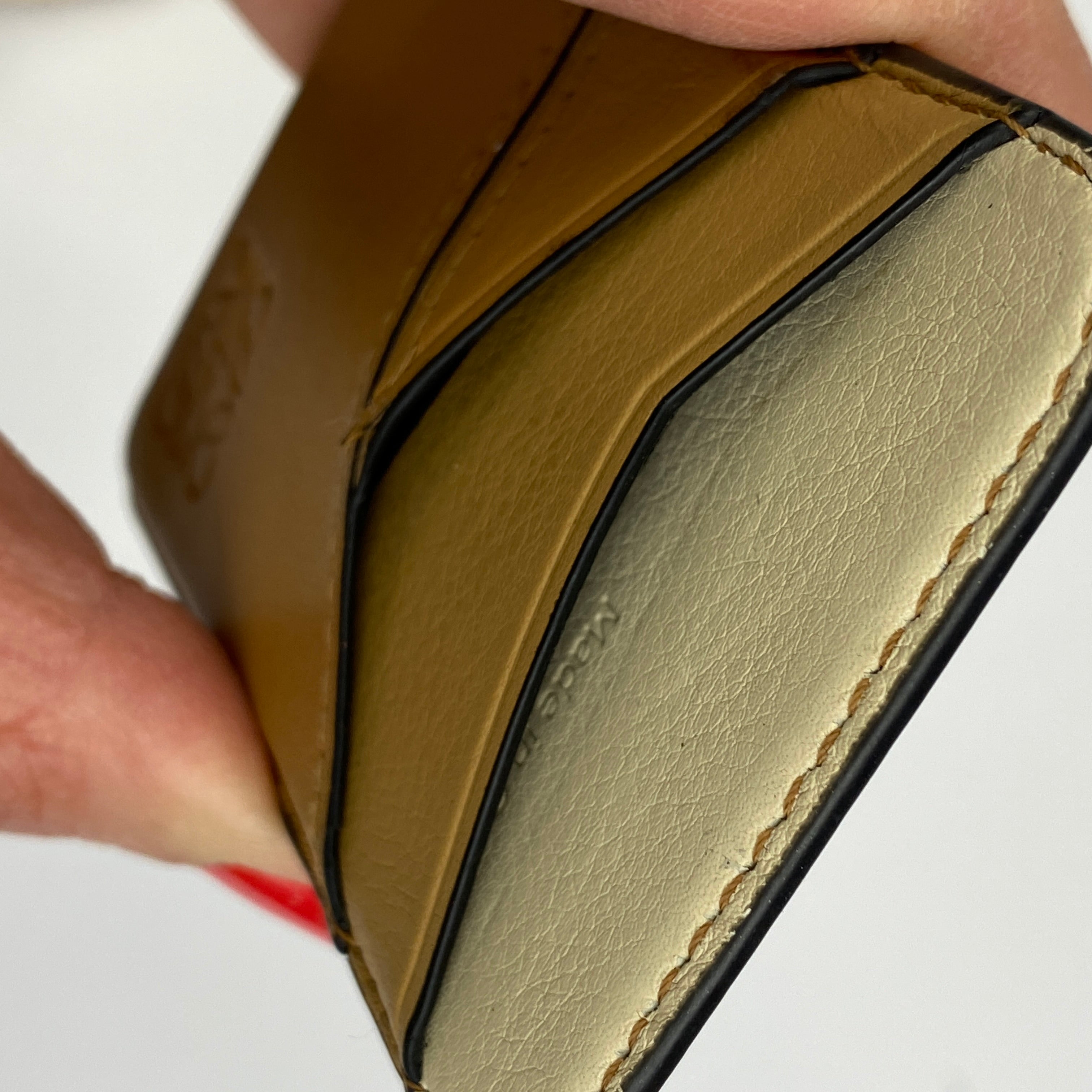 Loewe Camel & Cream Leather Magnetic Card Holder