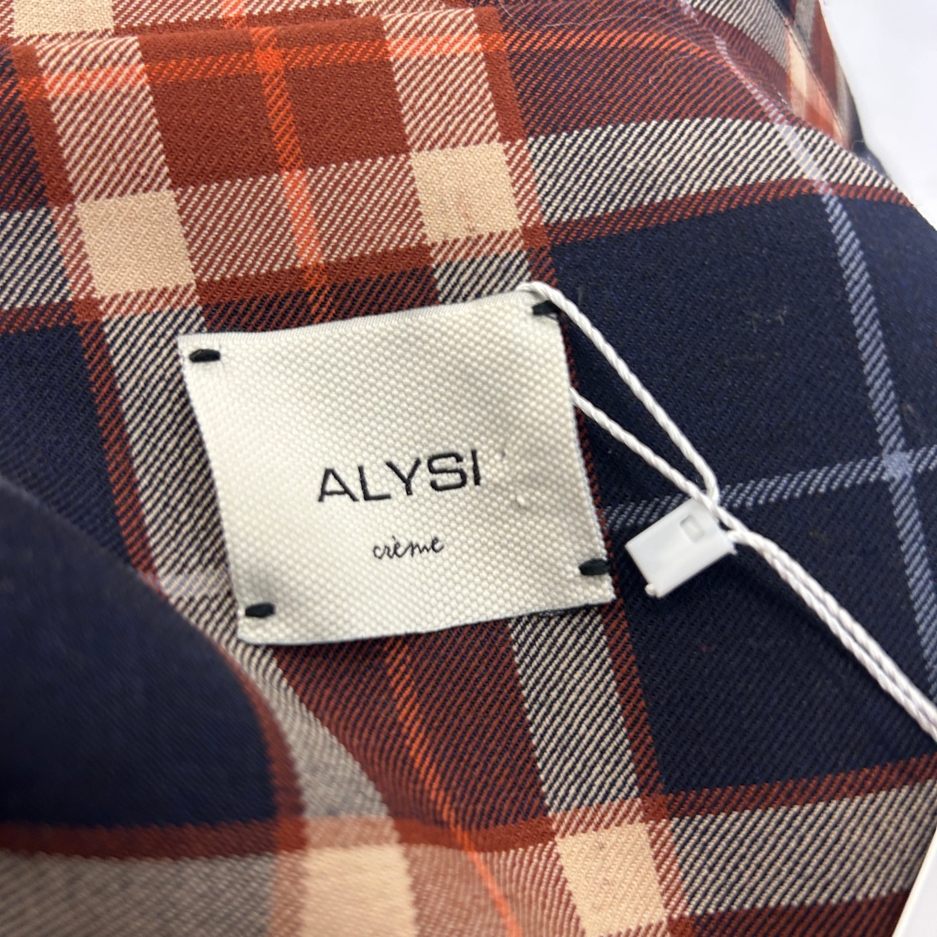 Alysi £425 Navy & Terracotta Check Wool Mix Jacket XS