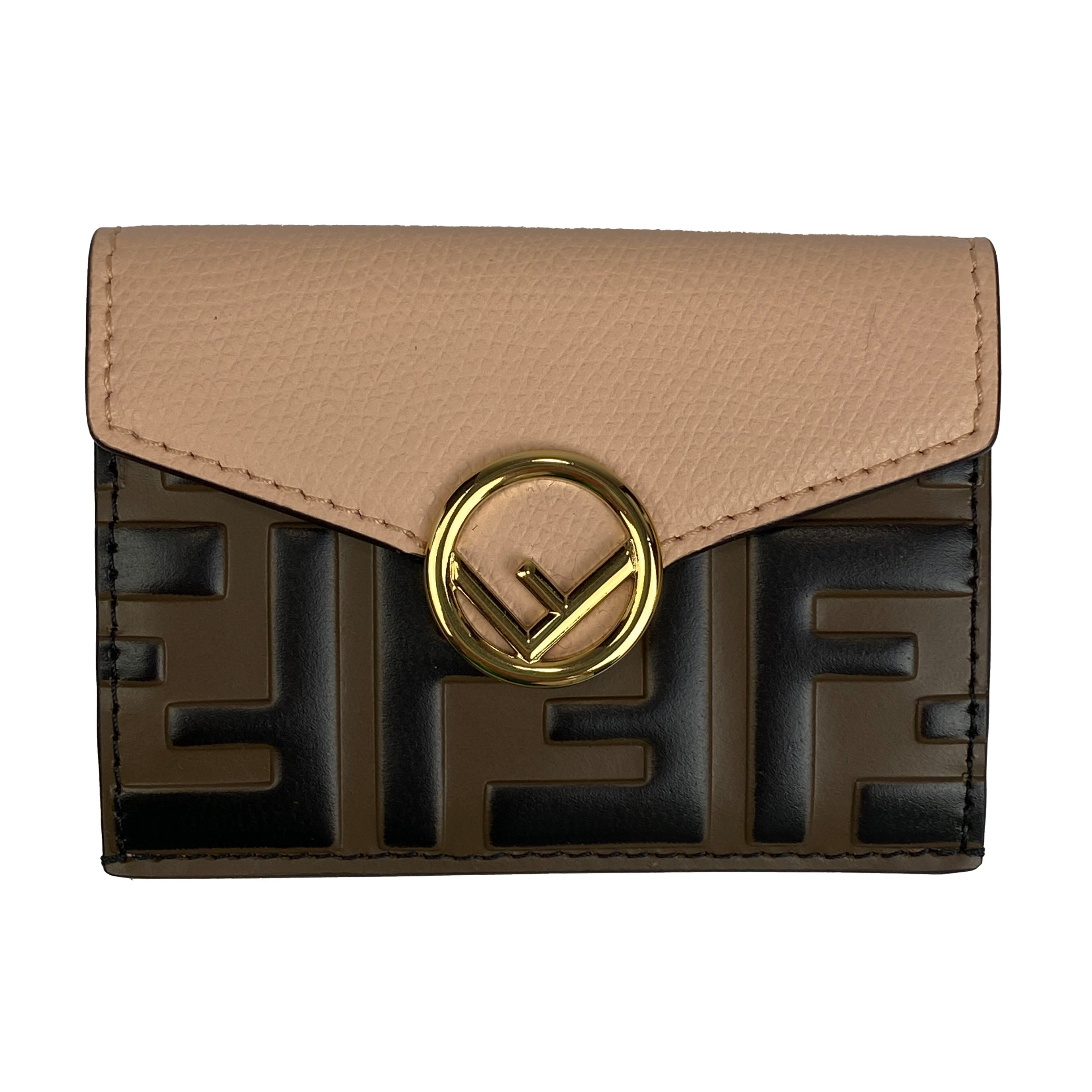 Fendi New £480 Nude & Tan F is Fendi Trifold Wallet